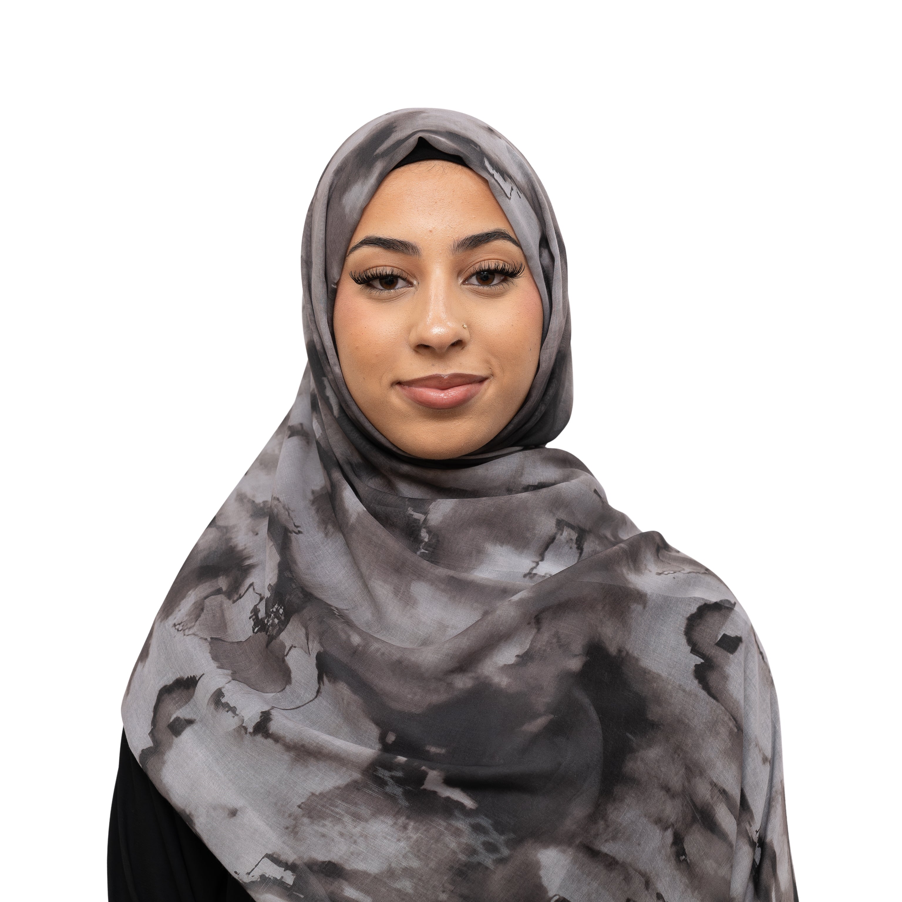 Watercolor Sharp Modal Hijab Grey