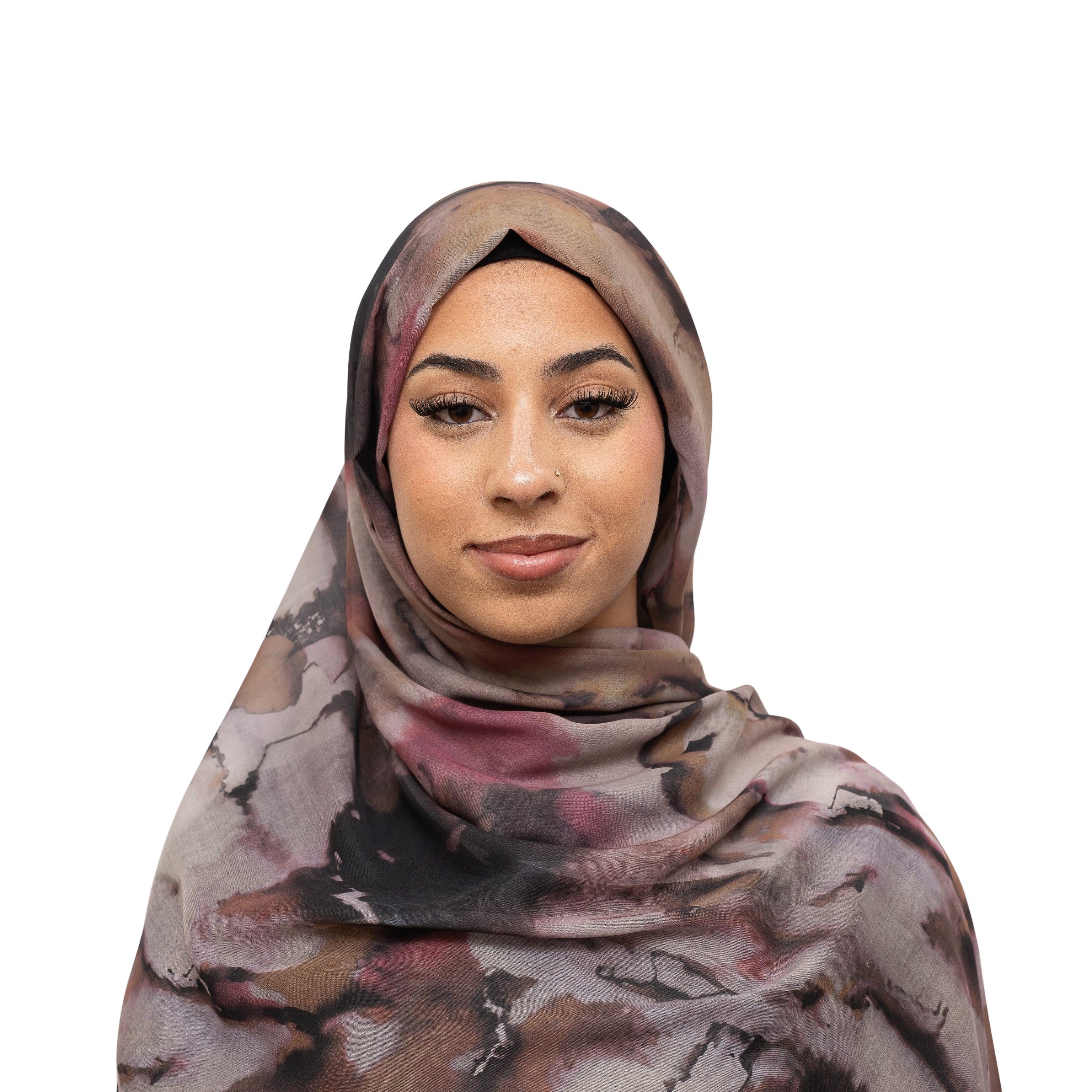 Watercolor Sharp Modal Hijab Multi Pink