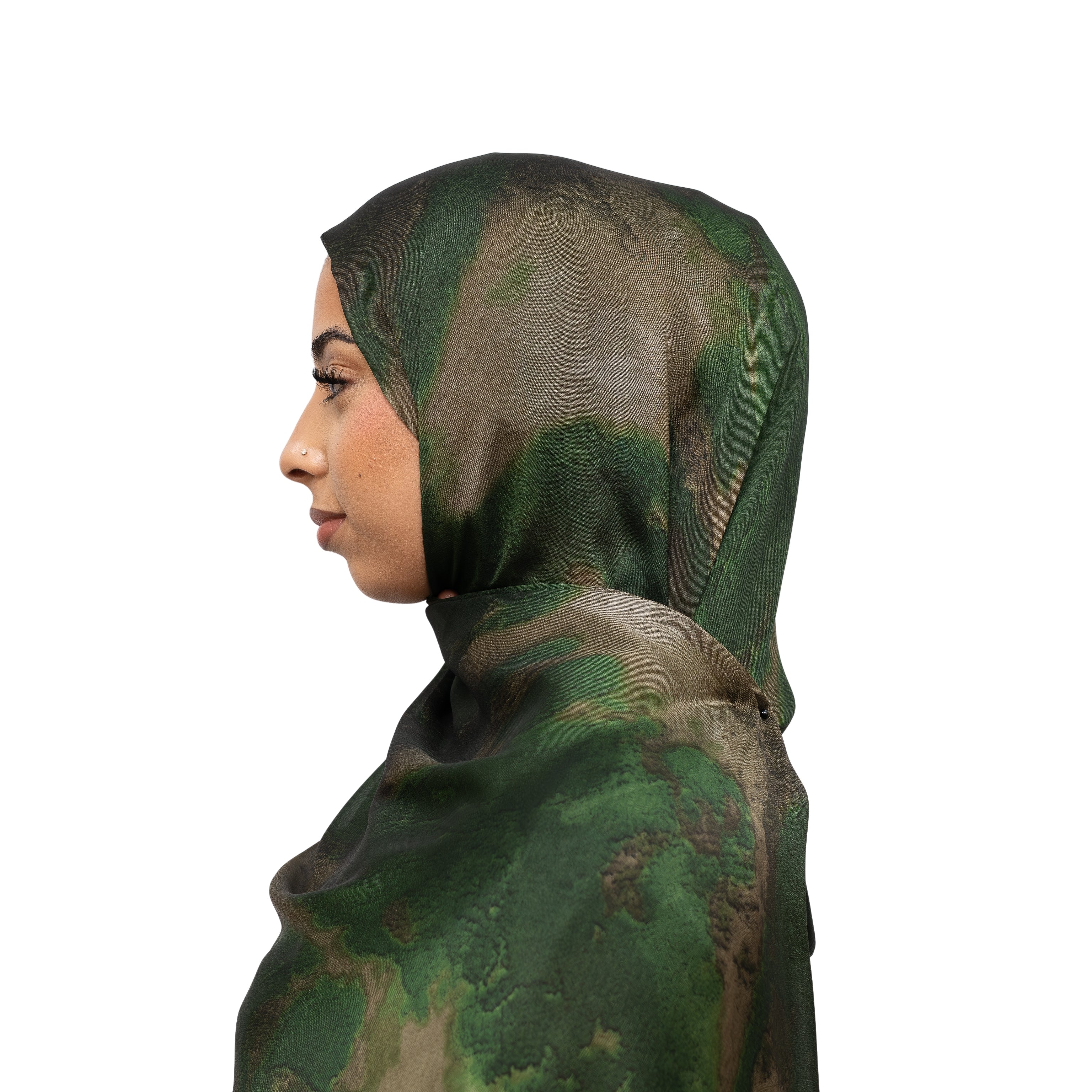 Vella Print Style 2-6 Silk Chiffon Hijab Forest Green