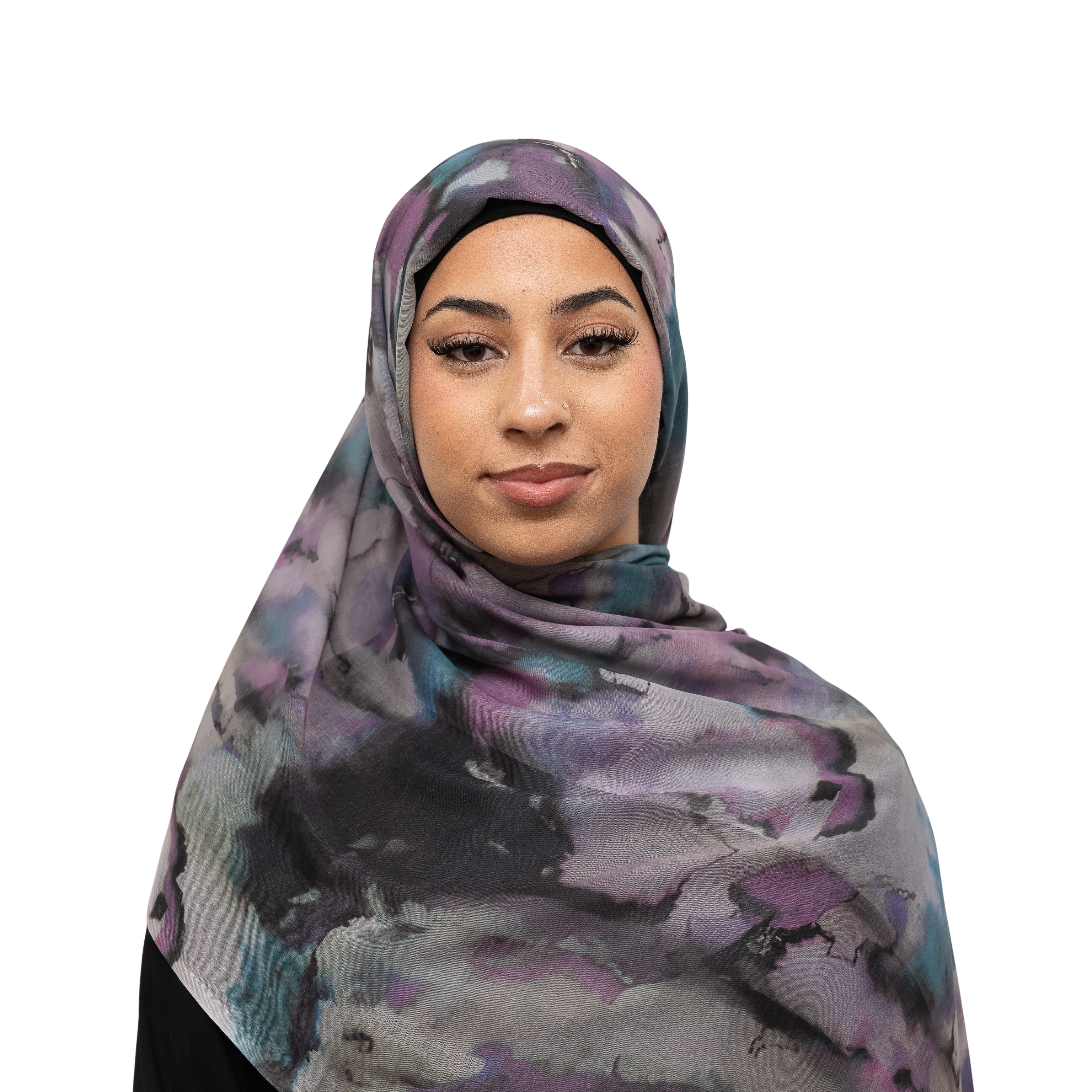 Watercolor Sharp Modal Hijab Lilac Blue
