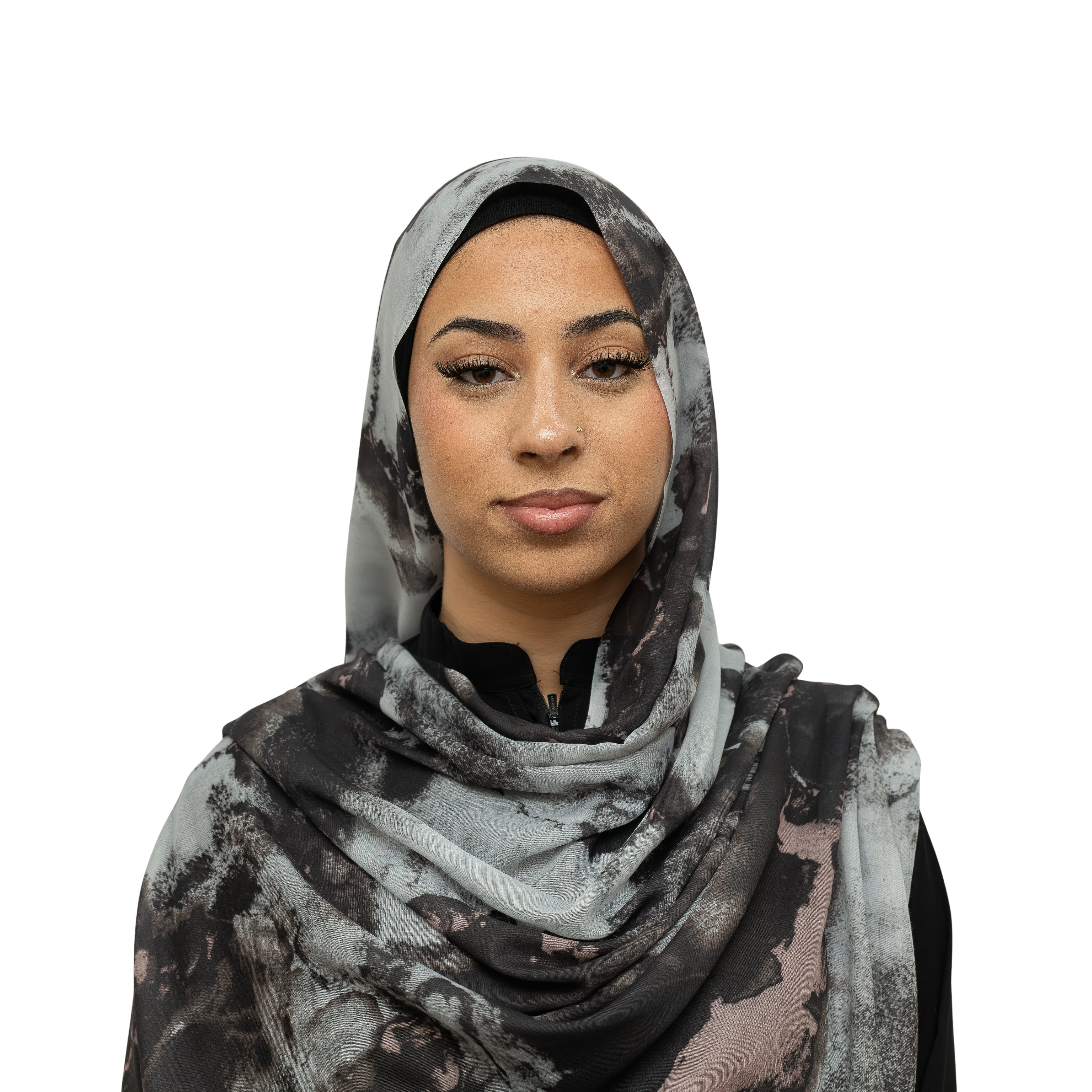 Watercolor Smooth Modal Hijab Grey Pink