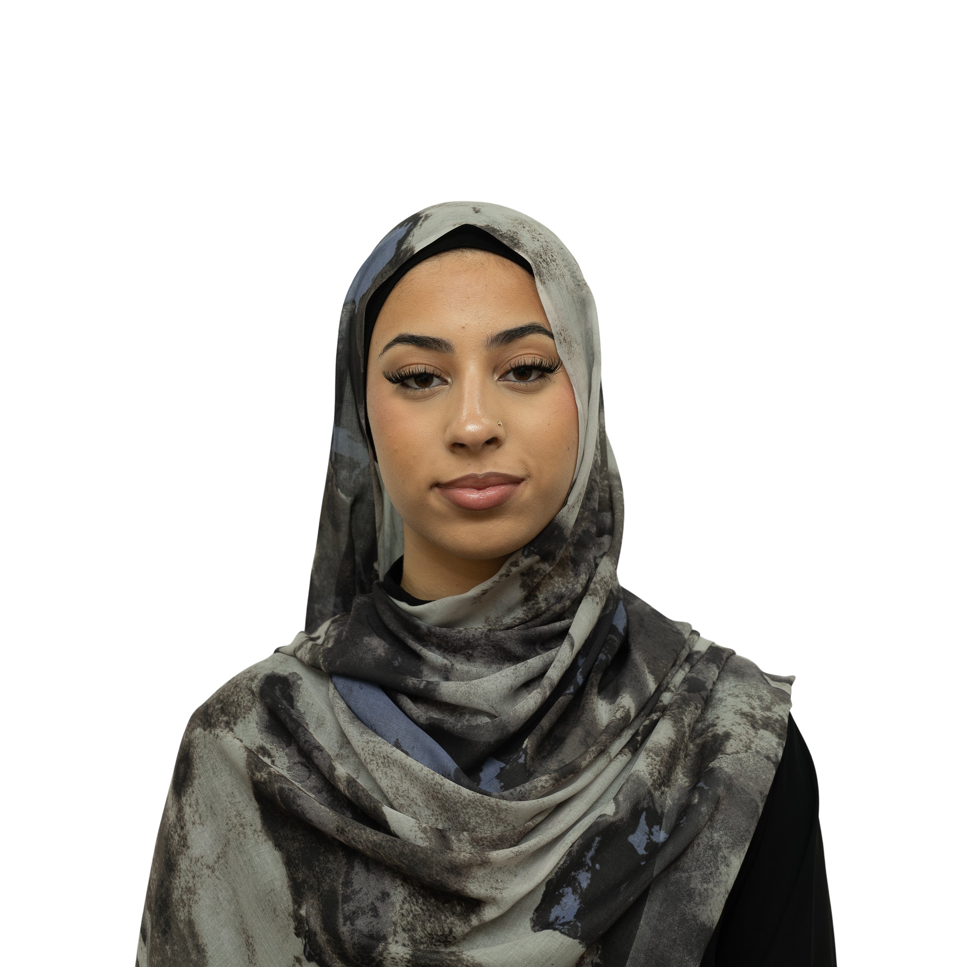 Watercolor Smooth Modal Hijab Blue Brown