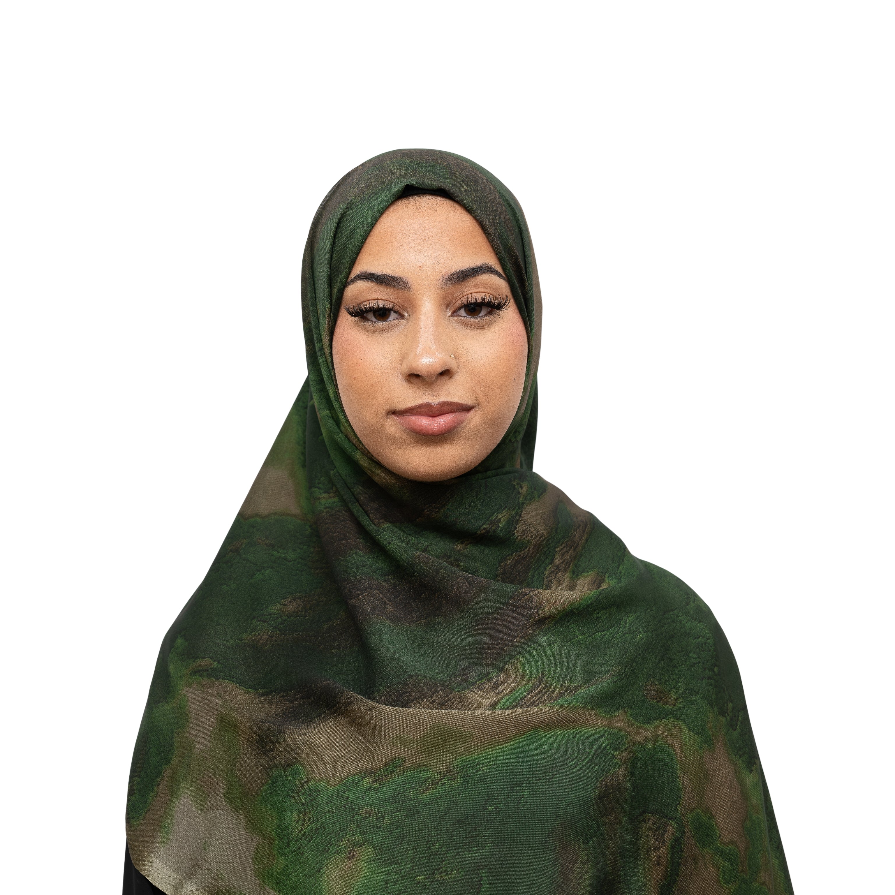 Vella Print Style 2-6 Silk Chiffon Hijab Forest Green