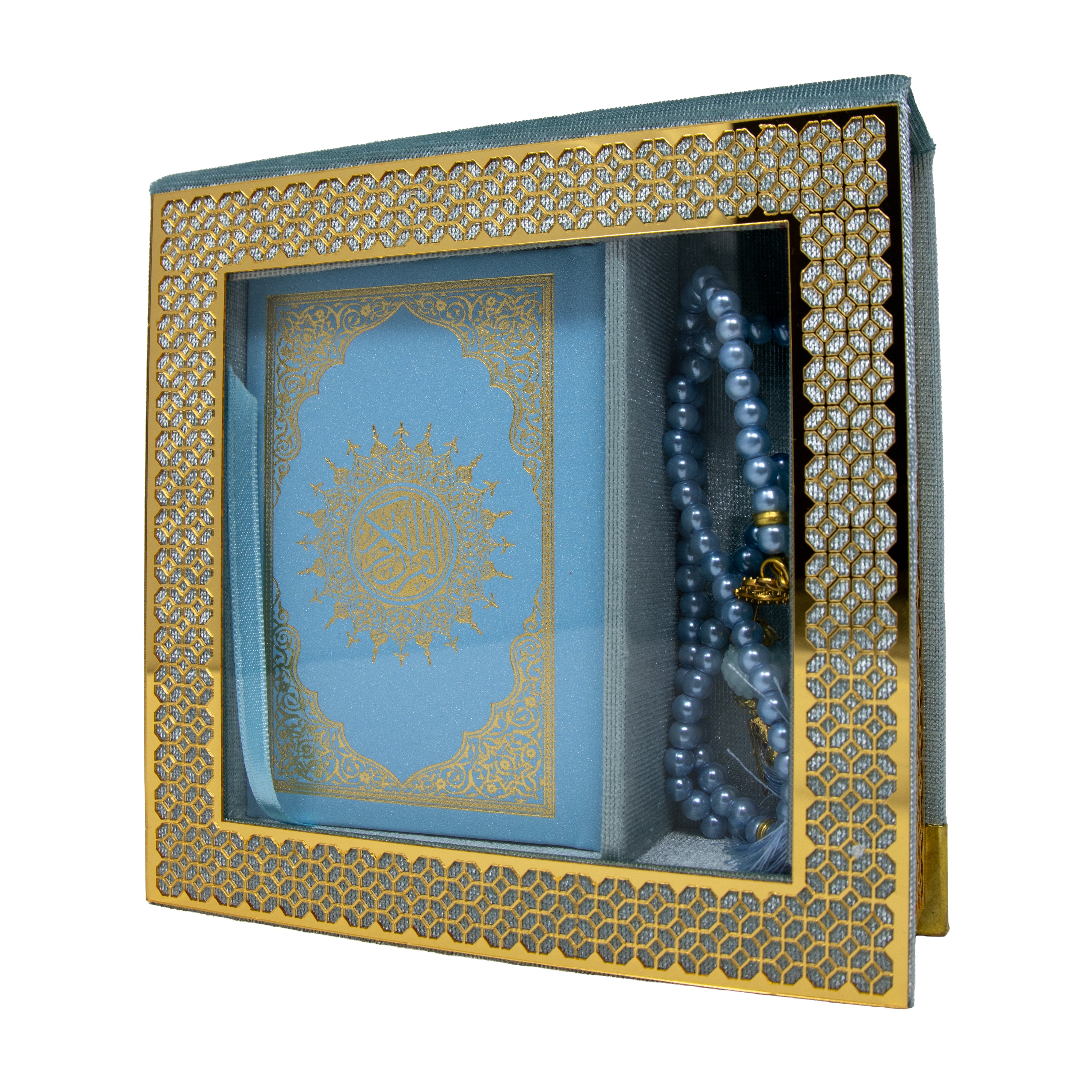 Velvet Quran Gift Set Baby Blue 0517