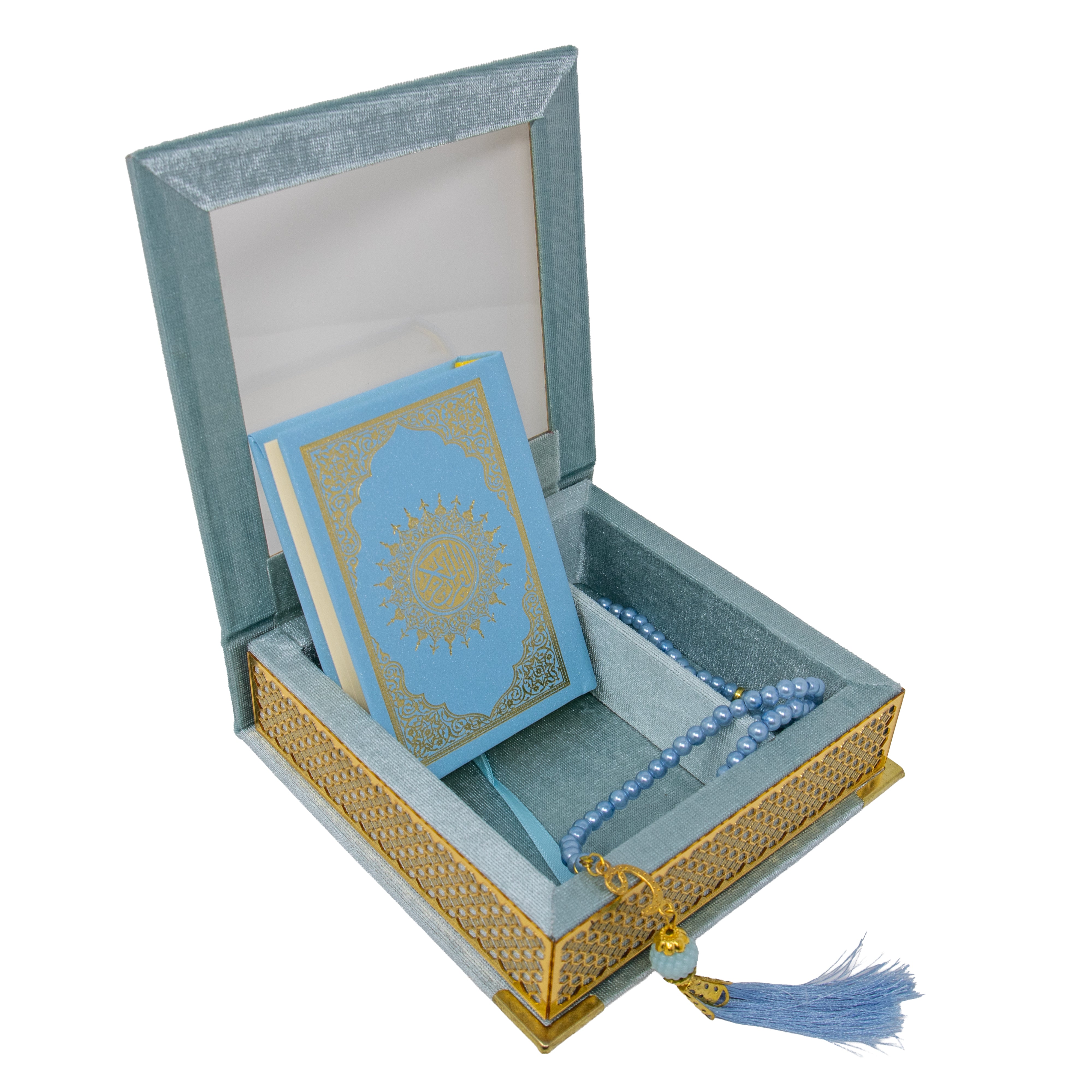 Velvet Quran Gift Set Baby Blue 0517