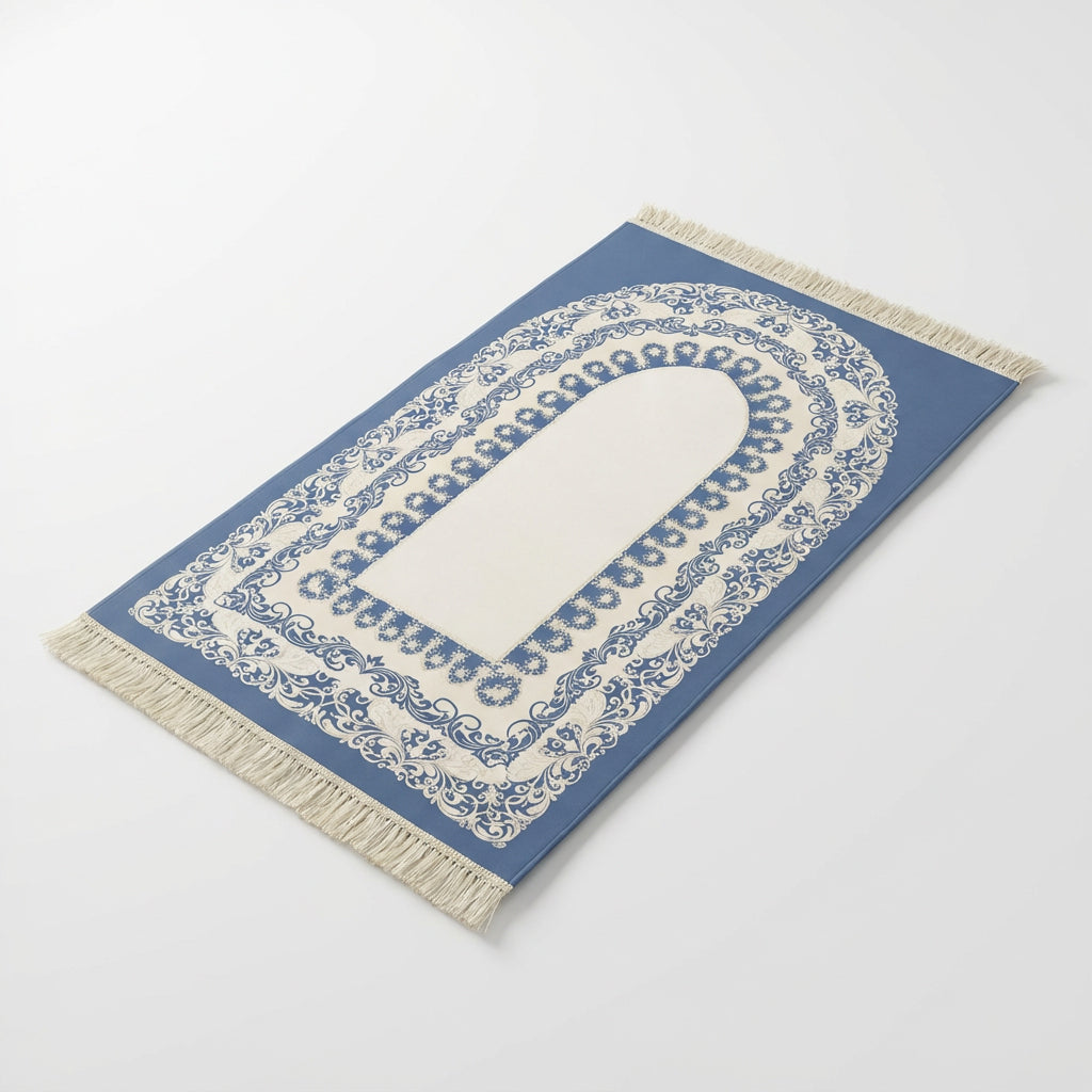 Luxury Satin Prayer Mat Navy Blue AMTY 5048