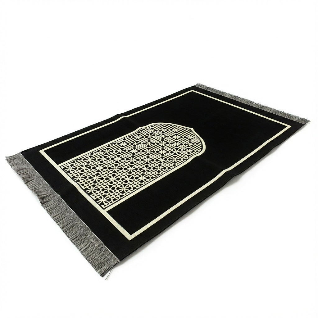 Mehraab Chenille Prayer Mat Black AMTY 7065