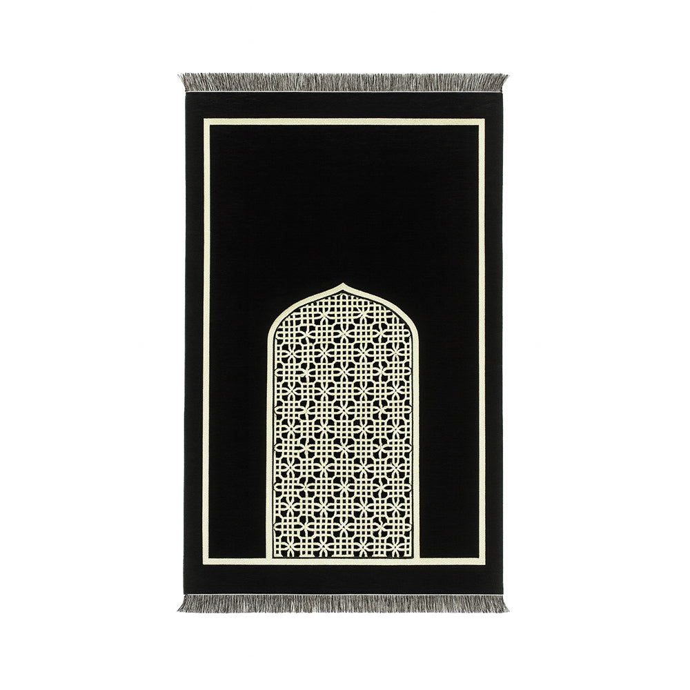 Mehraab Chenille Prayer Mat Black AMTY 7065