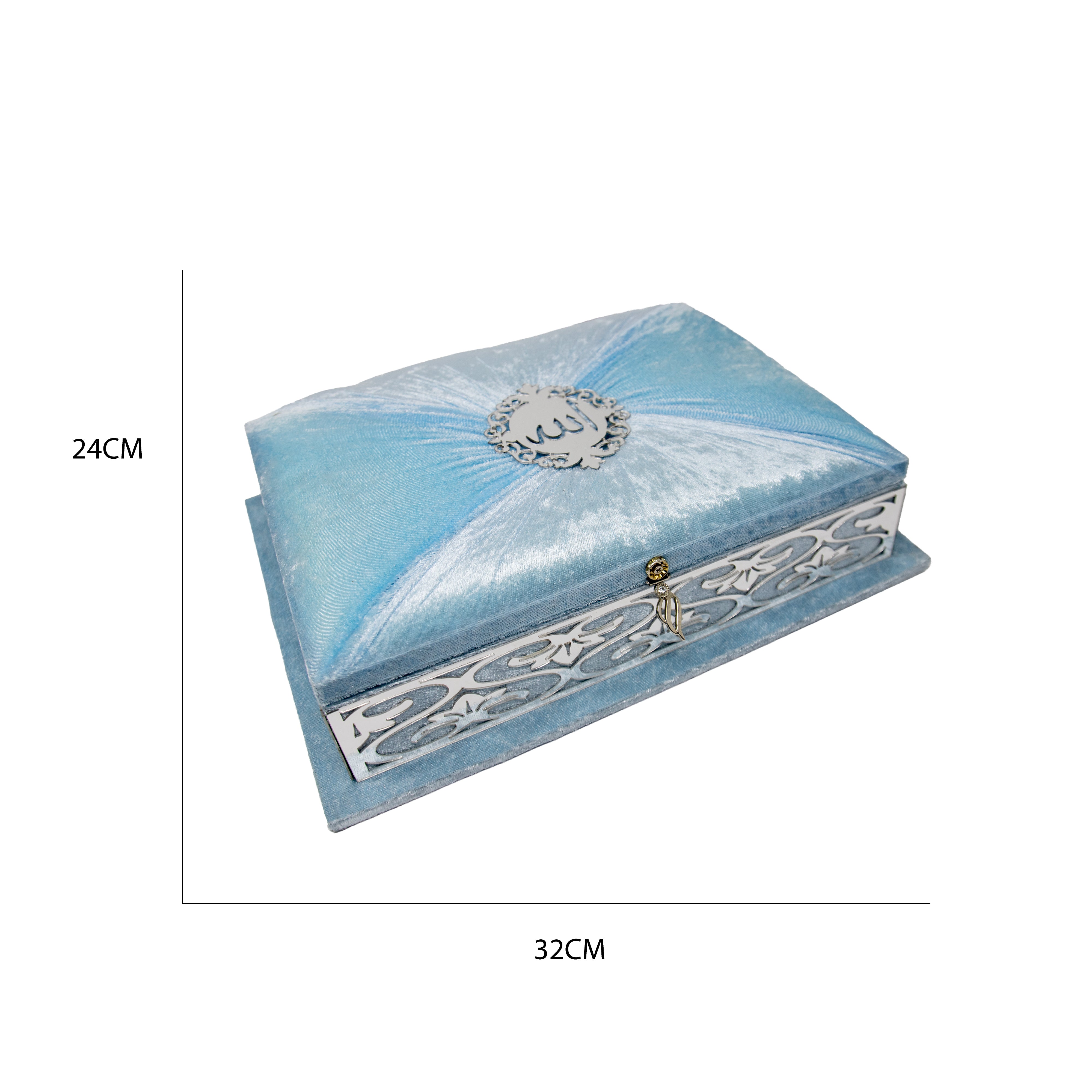 Large Velvet Quran Gift Set Sky Blue 19350