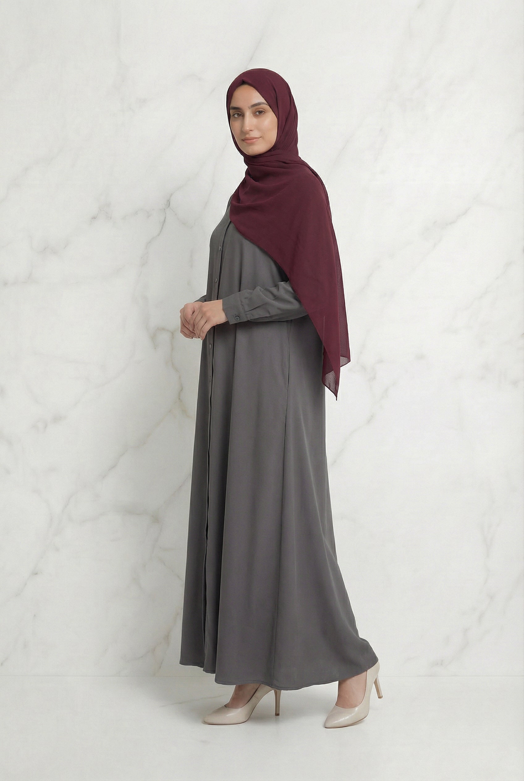 Buttoned Down Abaya Grey 28A