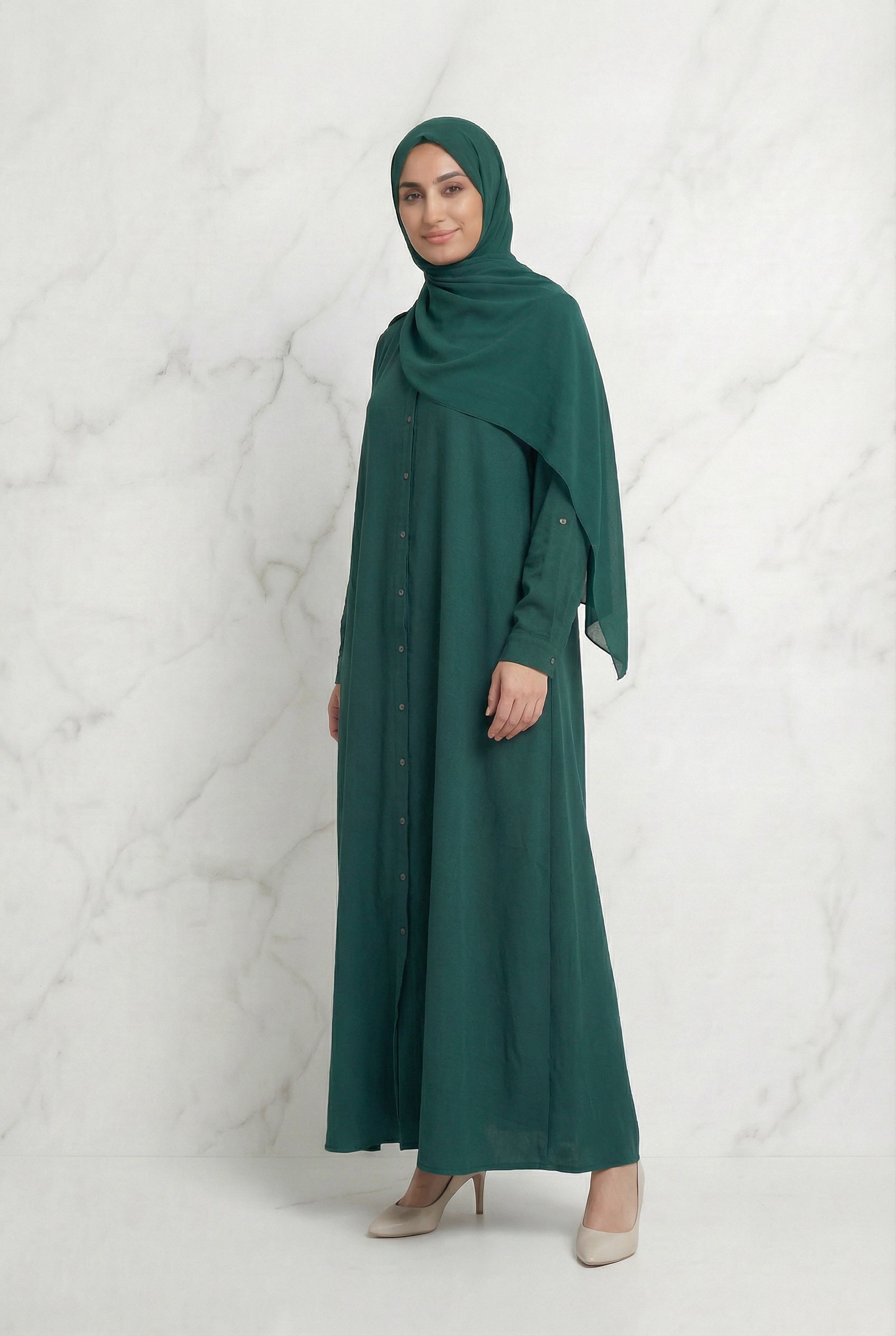 Buttoned Down Abaya Green 28A