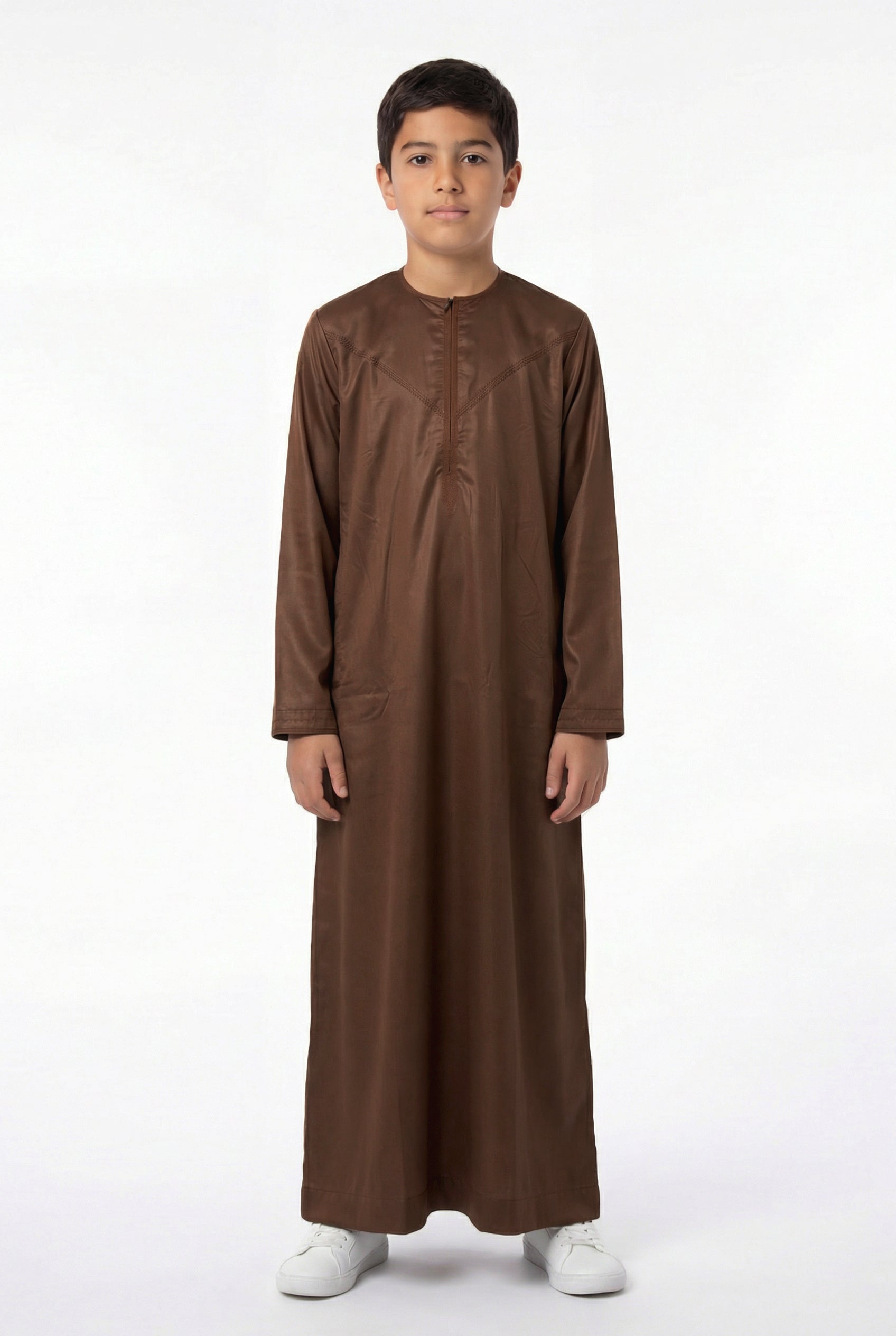 Boys Omani Satin Thobe Camel Brown ASB 846