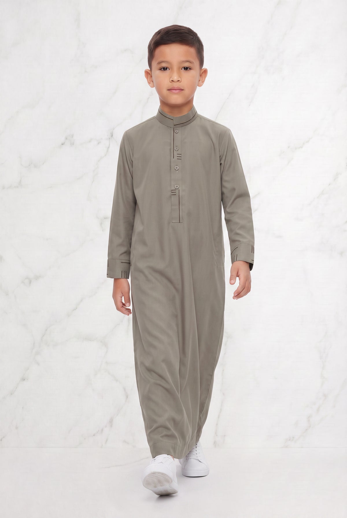 Boys Collared Thobe Grey 956 Col 01
