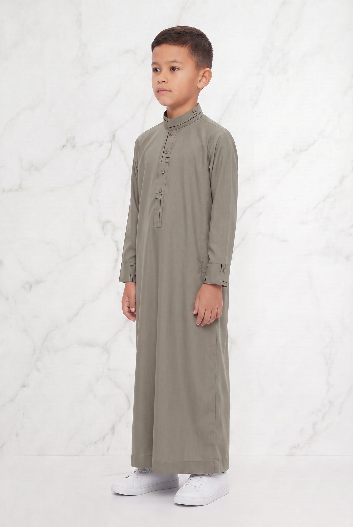 Boys Collared Thobe Grey 956 Col 01