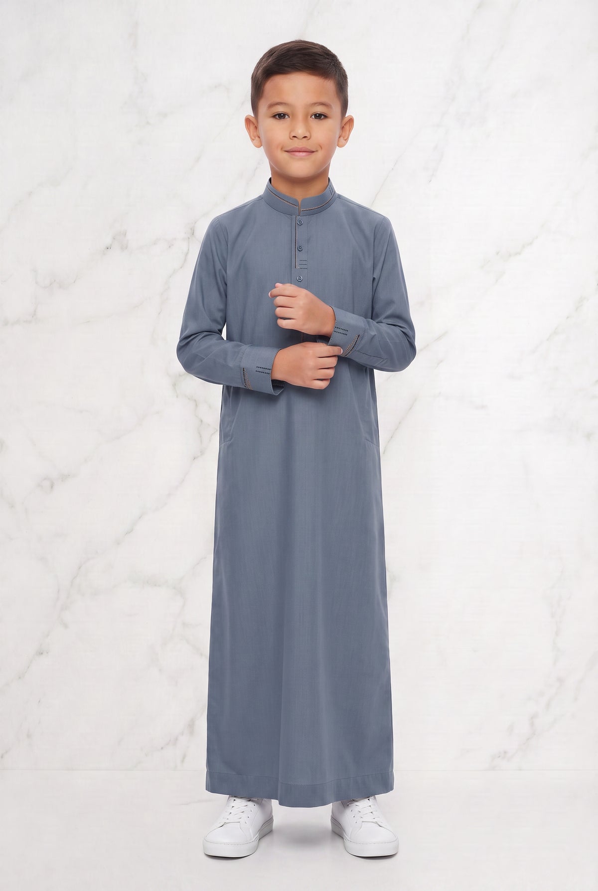 Boys Collared Thobe Blue 956 Col 04