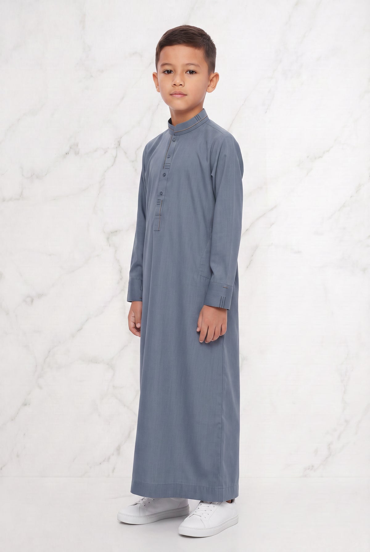 Boys Collared Thobe Blue 956 Col 04