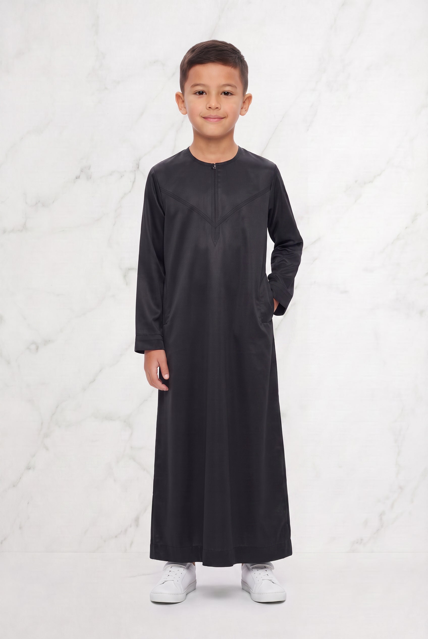 Boys Omani Satin Thobe Black K25 Col 21