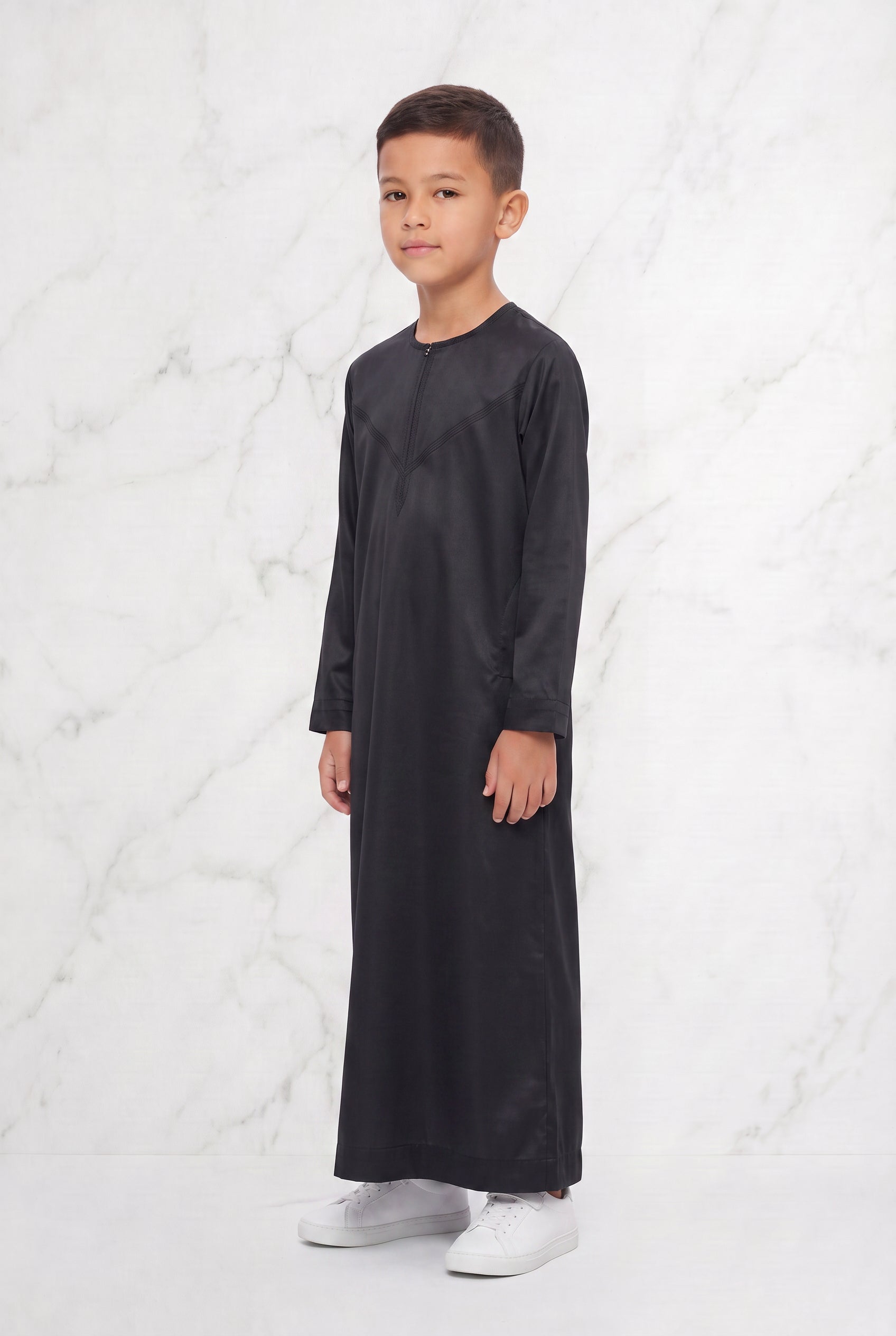 Boys Omani Satin Thobe Black K25 Col 21