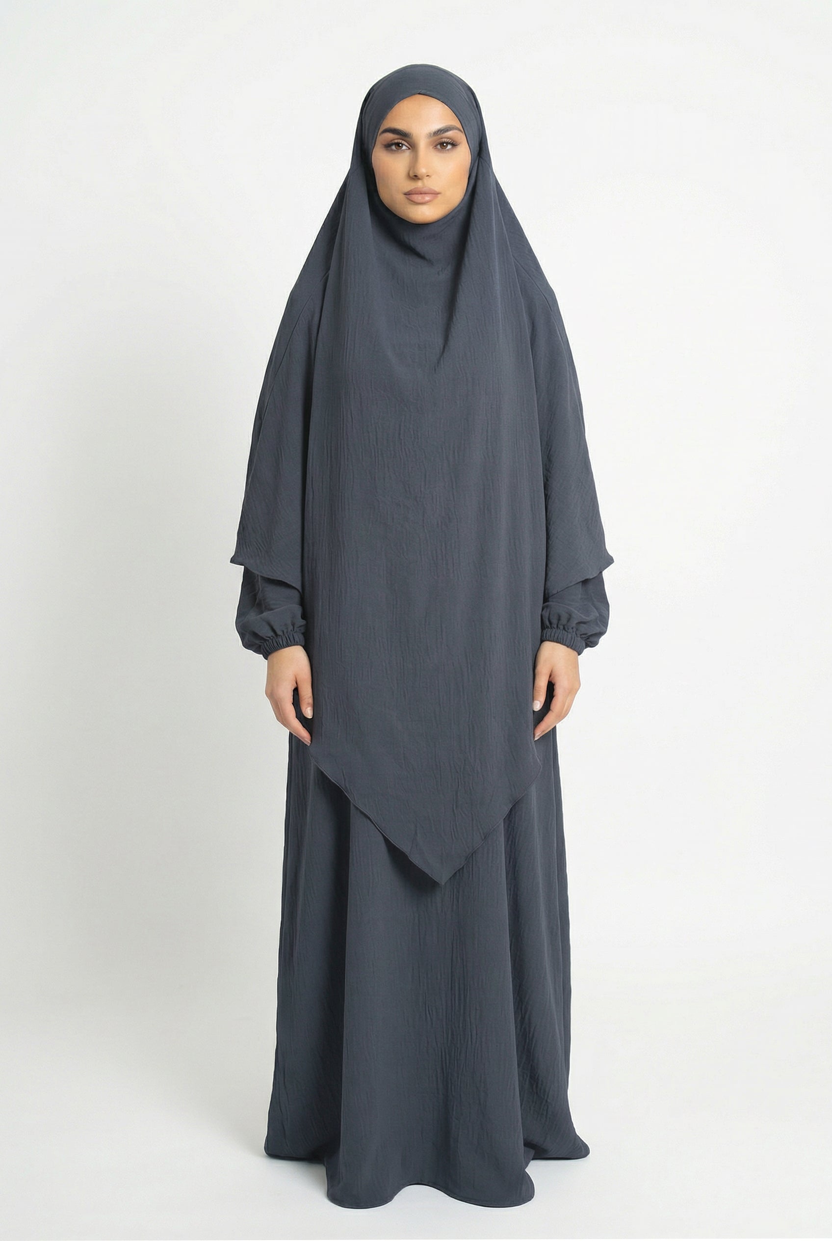 Textured Khimar Grey ASL-618K Col 36