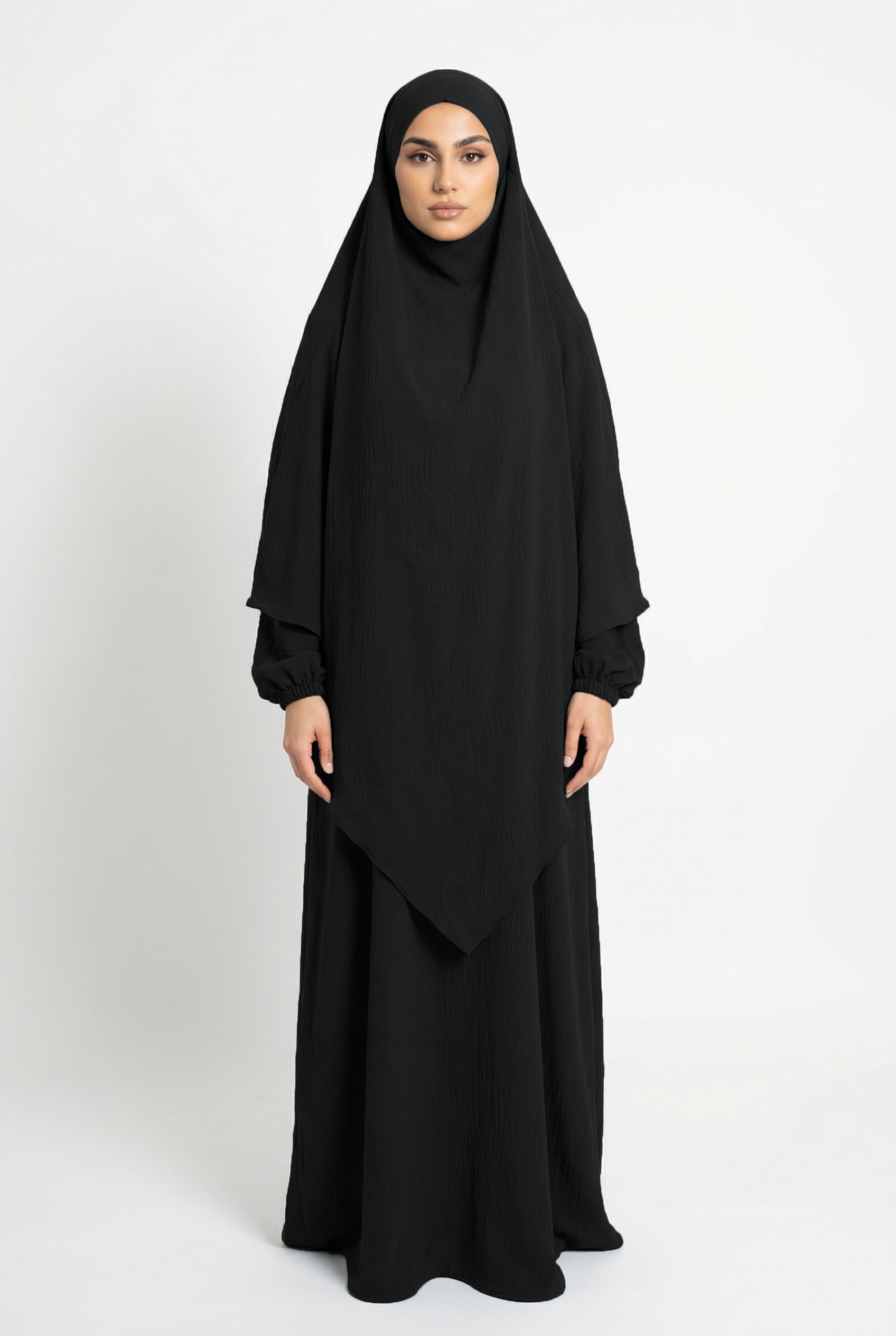 Textured Khimar Black ASL-618K