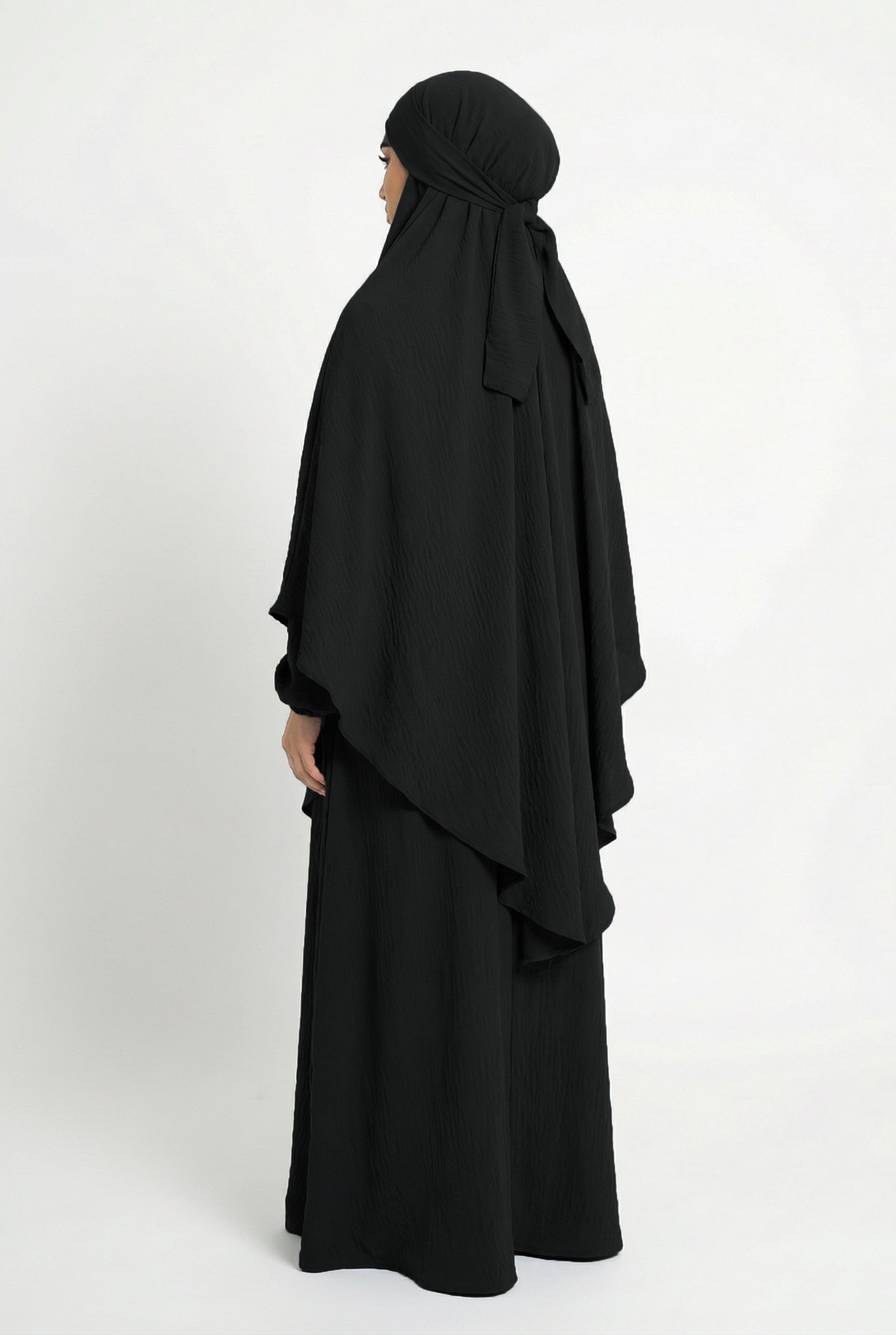 Textured Khimar Black ASL-618K