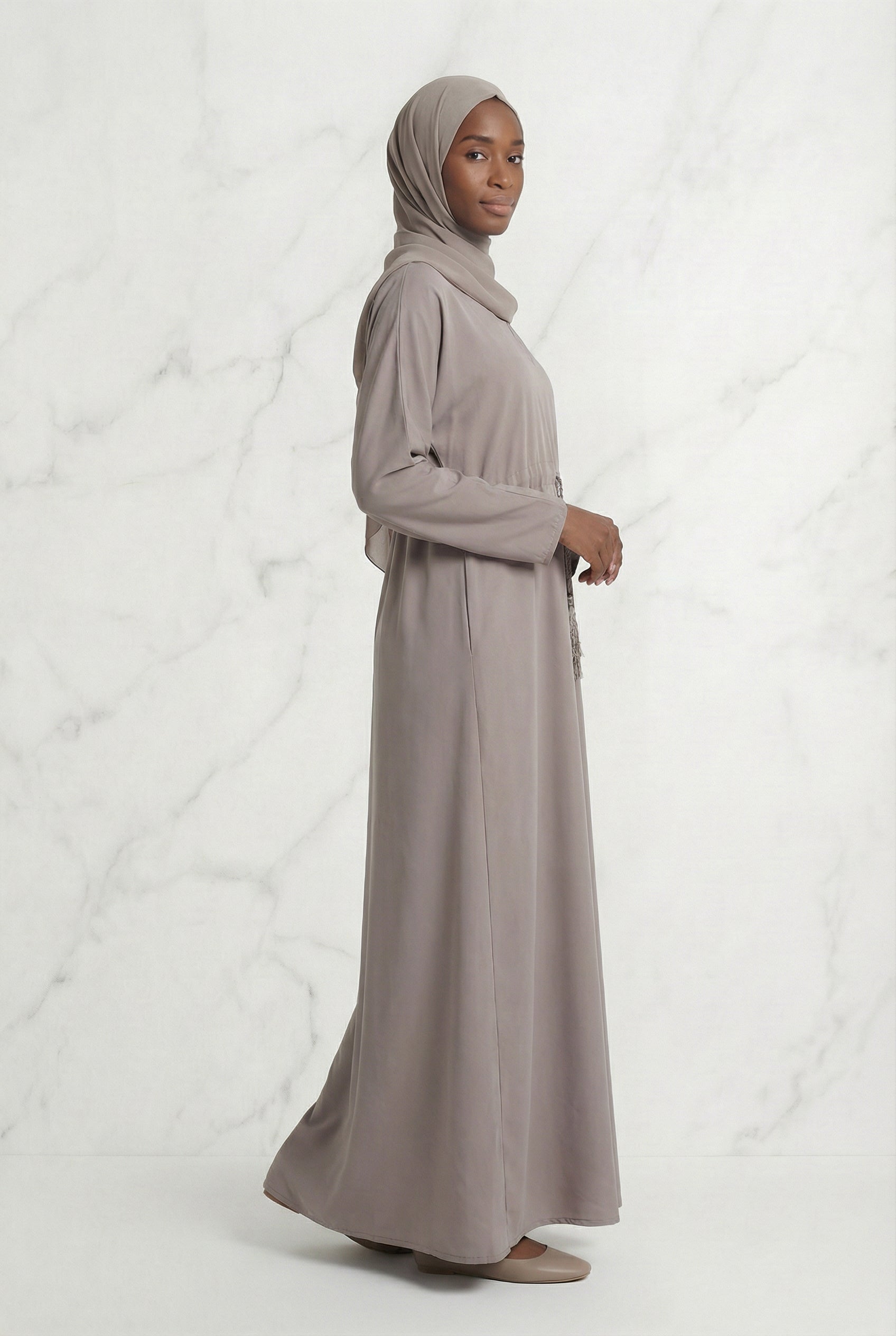 Drawstring Abaya Beige 680 Col 4