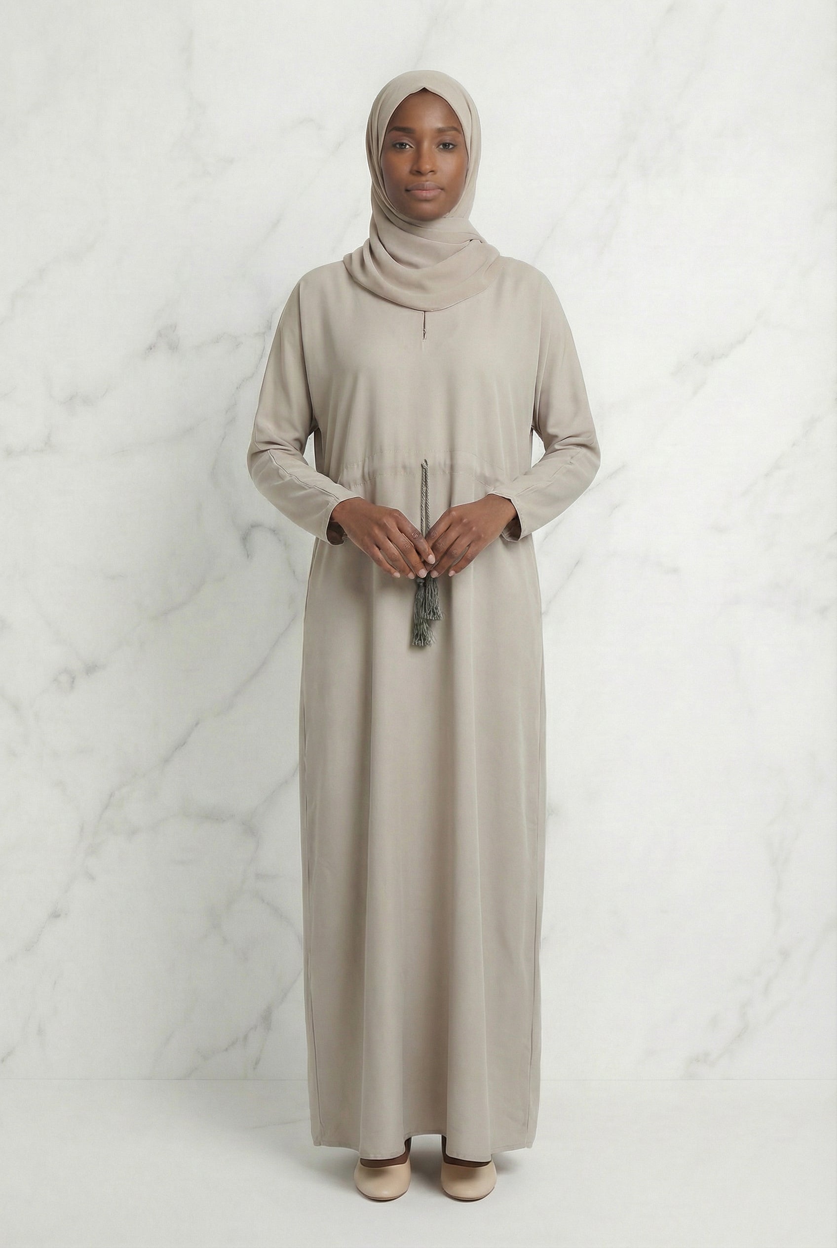 Drawstring Abaya Ivory 680 Col 53