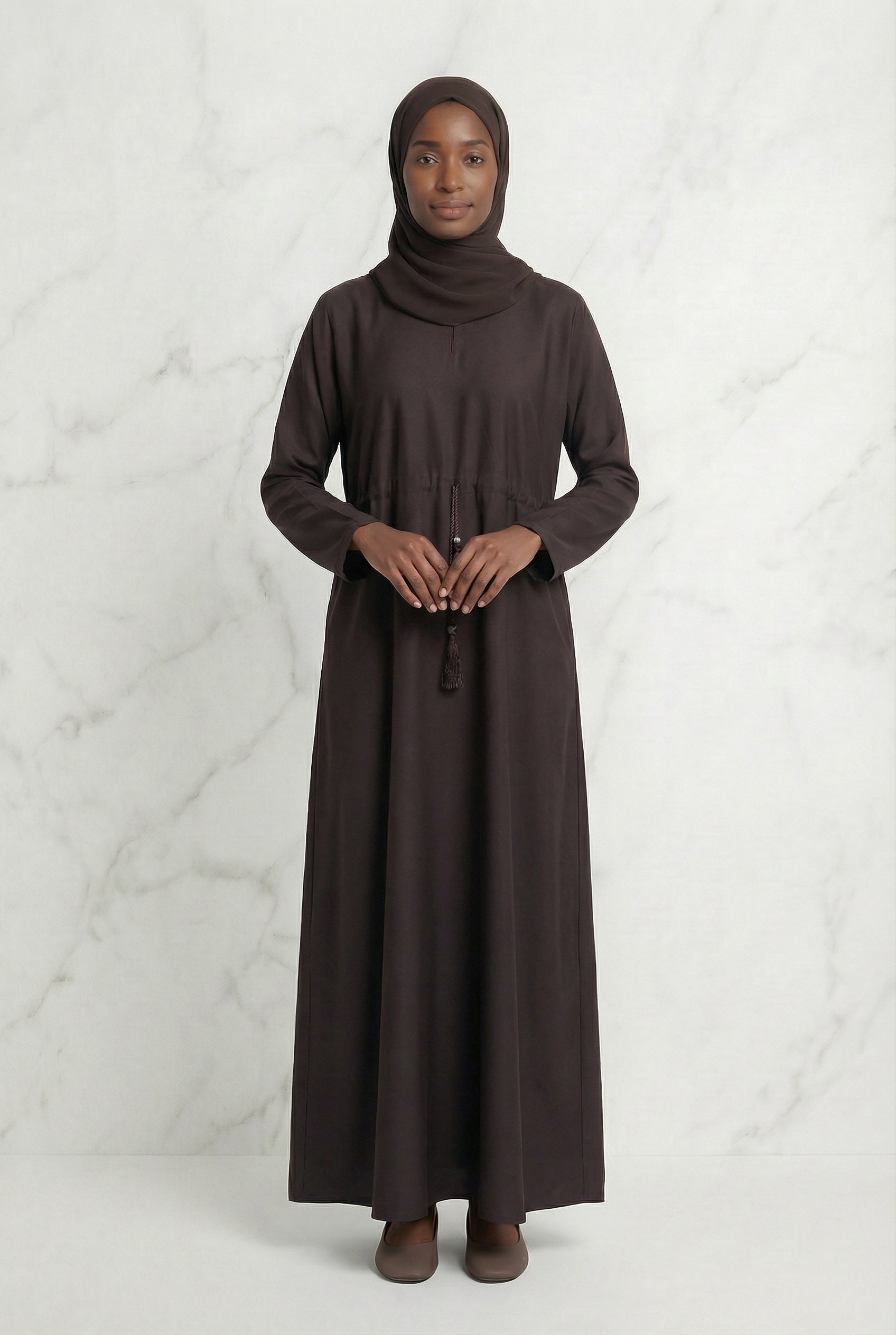 Drawstring Abaya Chocolate 680 Col 54
