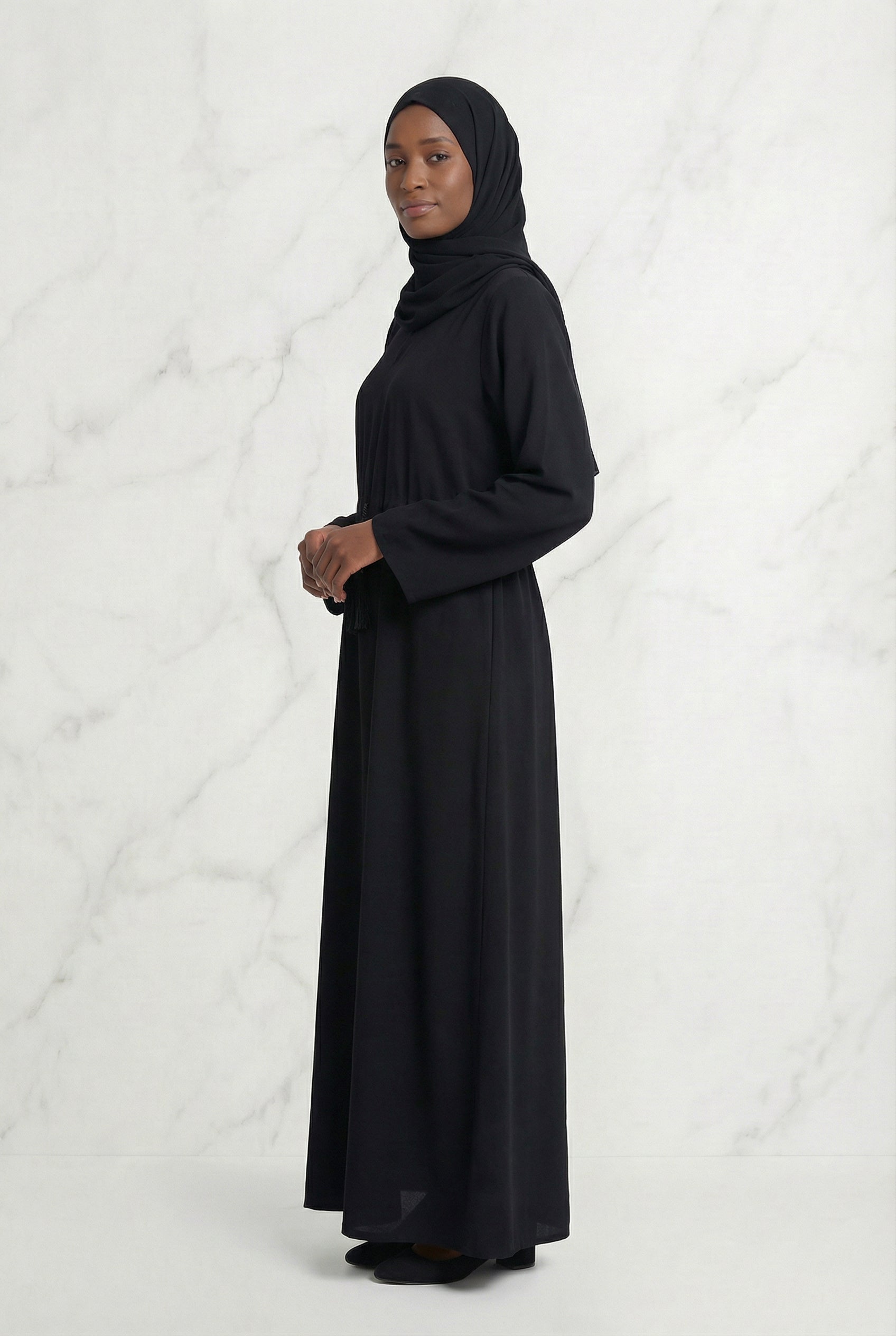 Drawstring Abaya Black 680