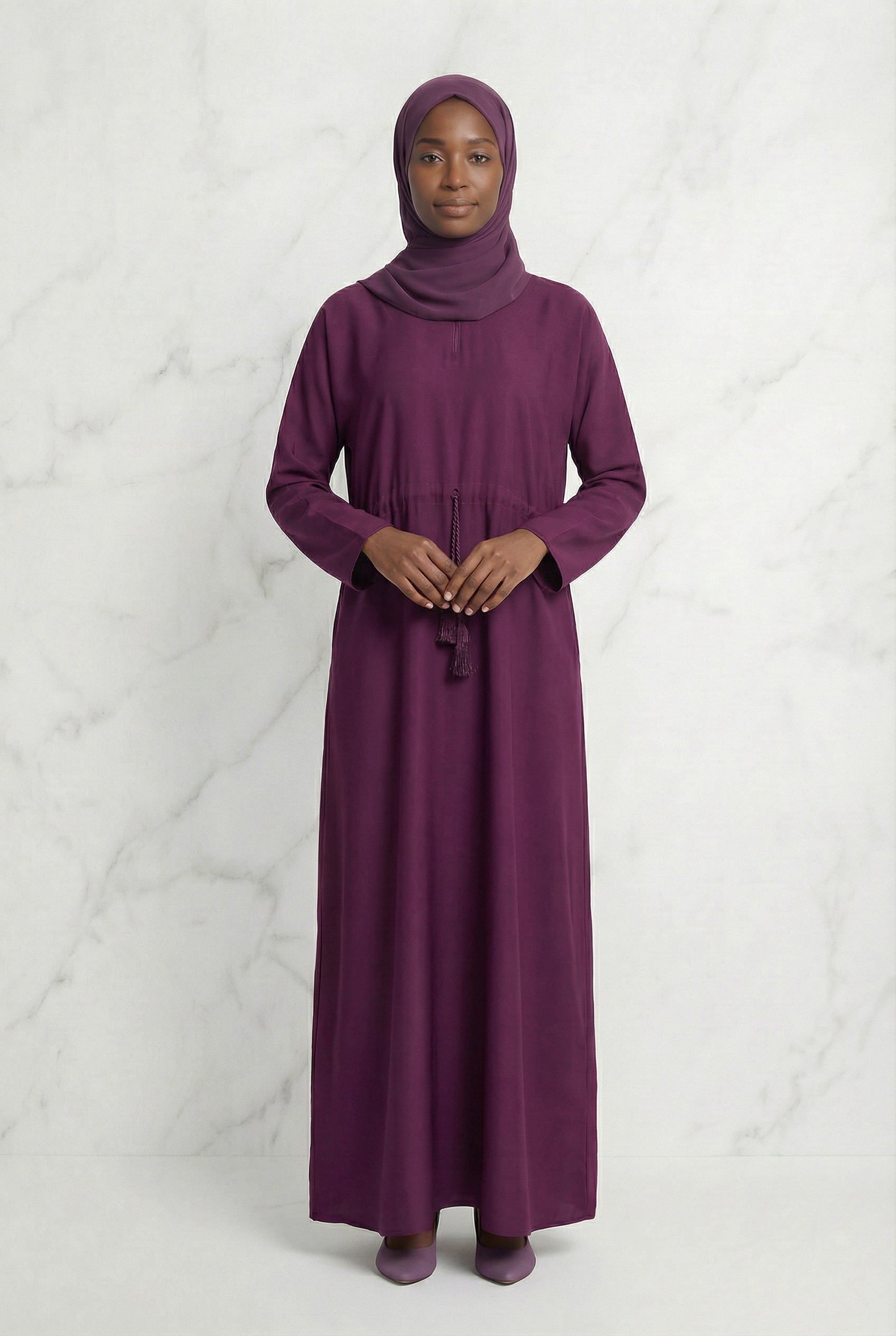 Drawstring Abaya Burgundy 680