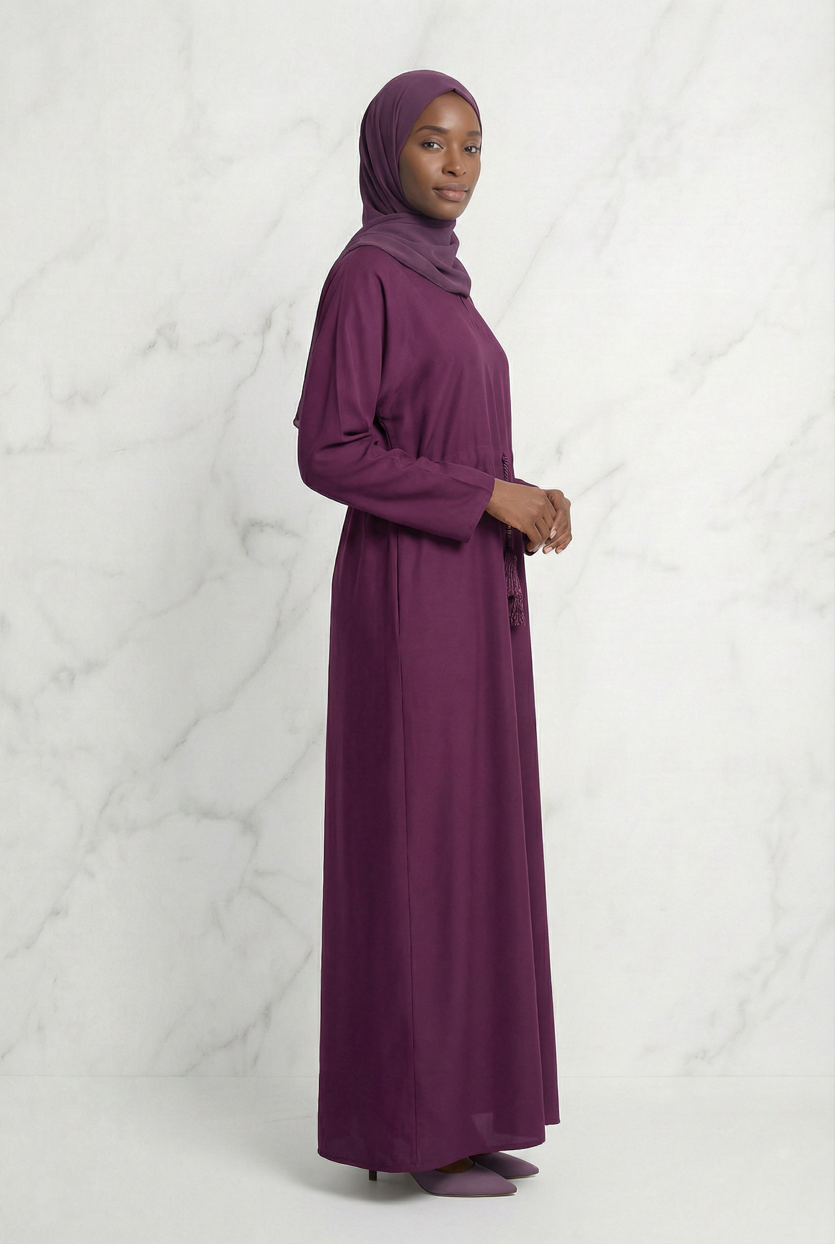 Drawstring Abaya Burgundy 680
