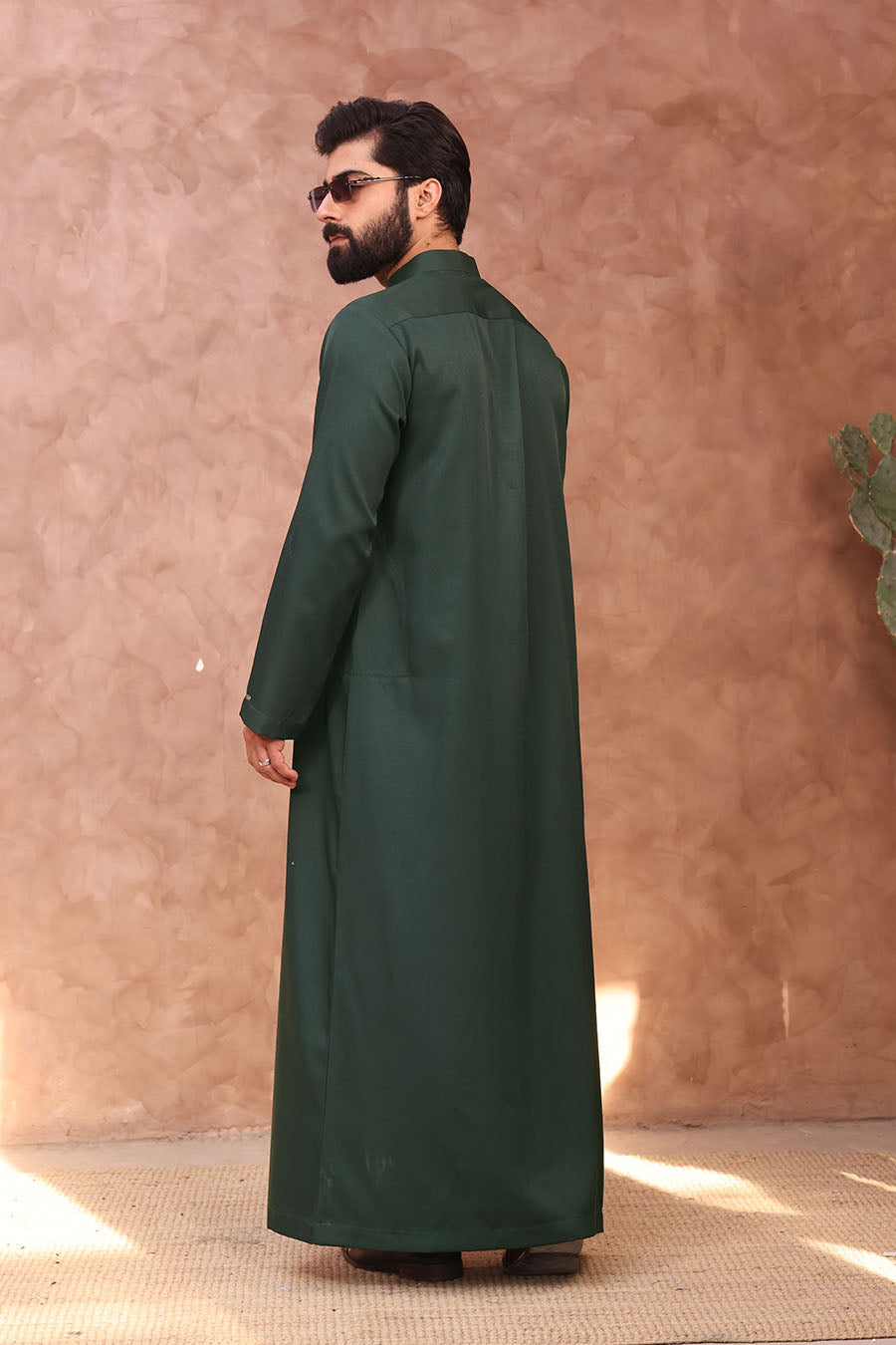 Elegant Collared Thobe Green 1088