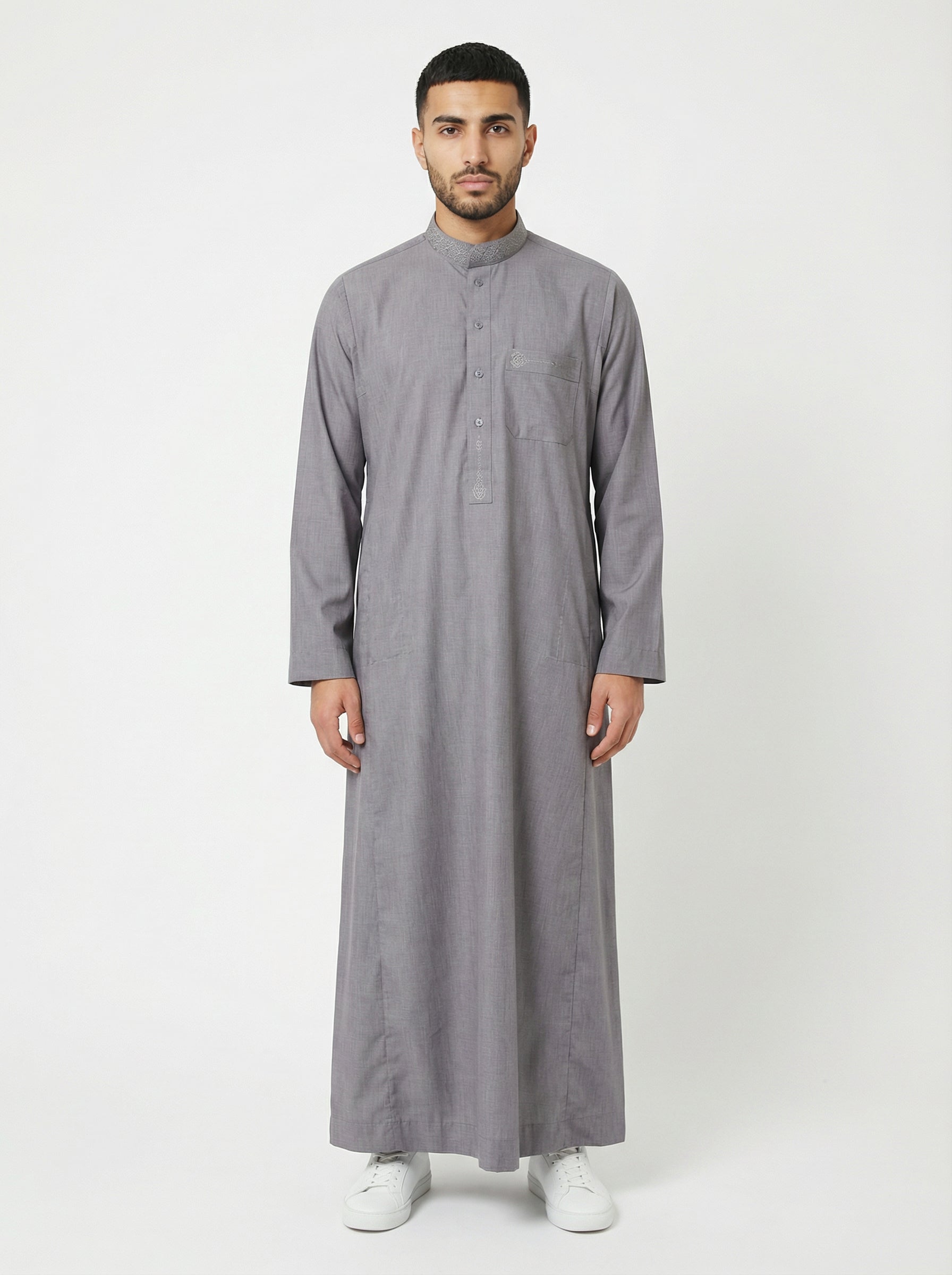 Collared Thobe Grey 950 Col 01