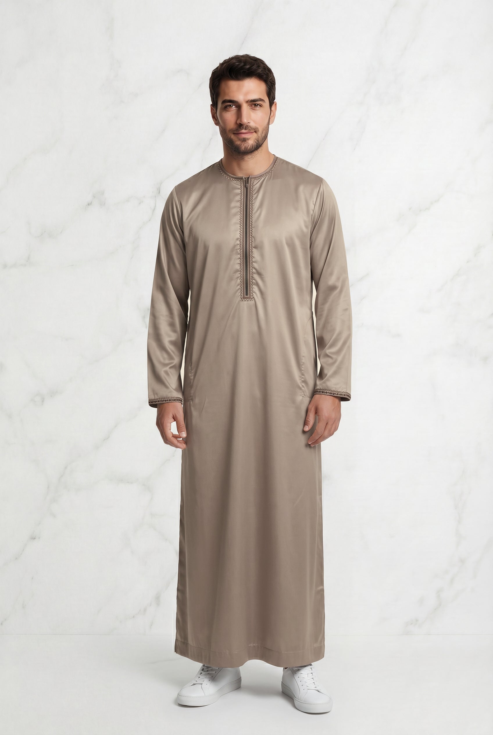Omani Satin Tasselled Champagne Thobe ASM-K41-4