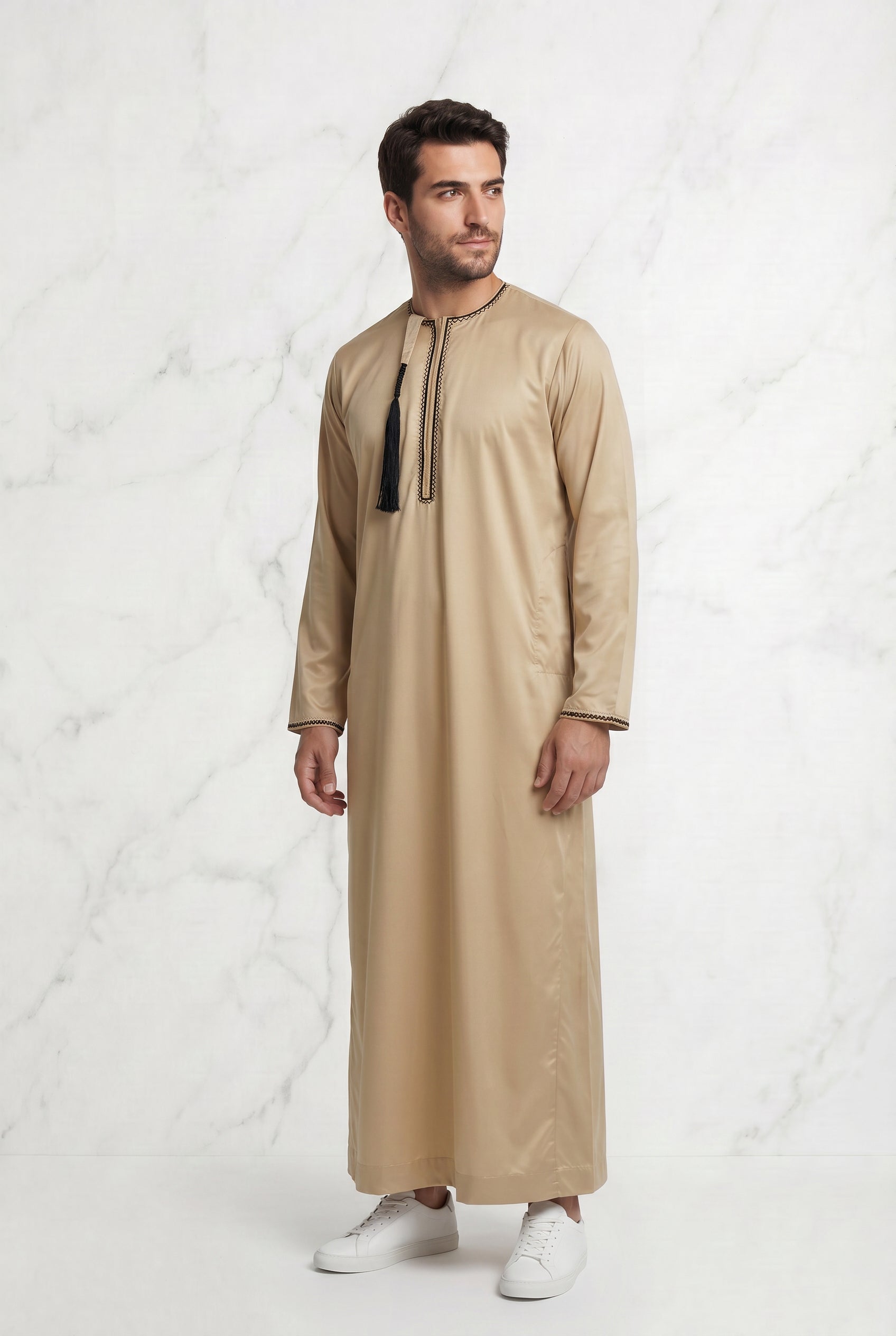 Omani Satin Tasselled Gold Thobe ASM-K42-3