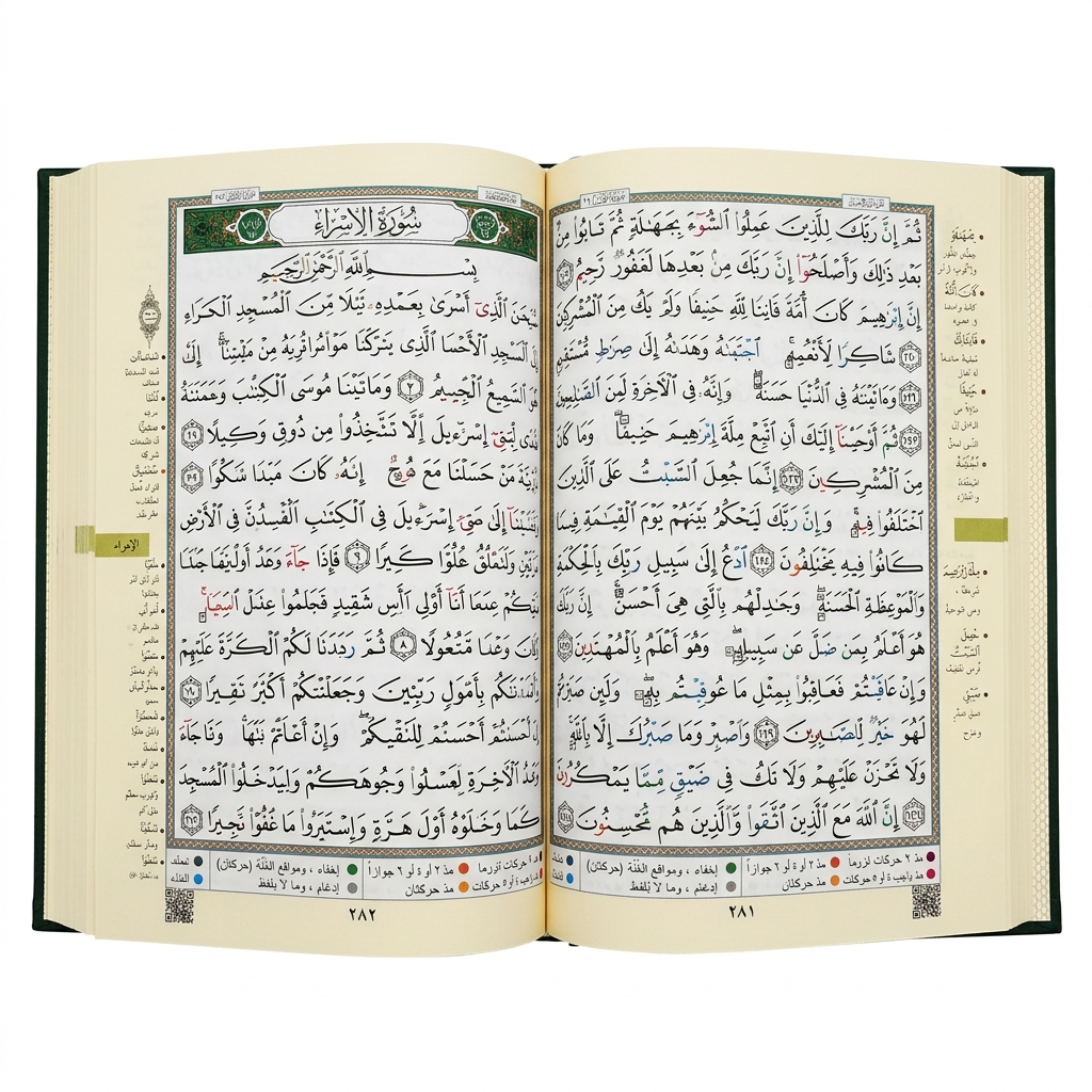 Al Quran Mushaf Tajwid With Tafsir and Explanation by Dar al Marifah 15 lines Uthmaani Script - Green
