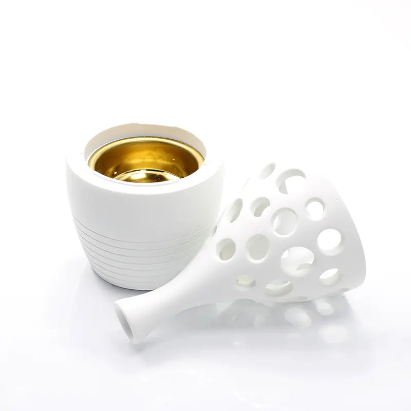 Sculpted White Bakhoor Burner H7504