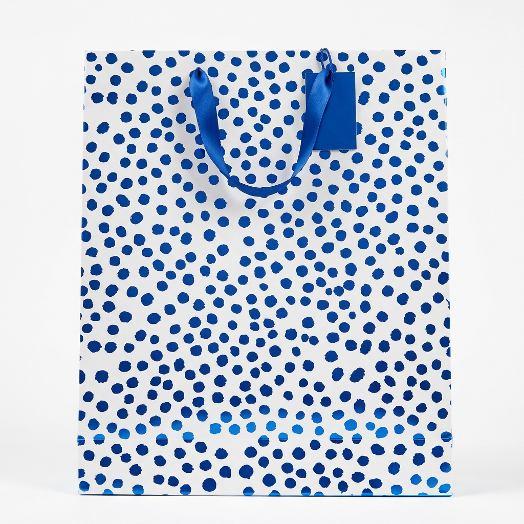 Blue & White Confetti Dot Gift Bag - Large