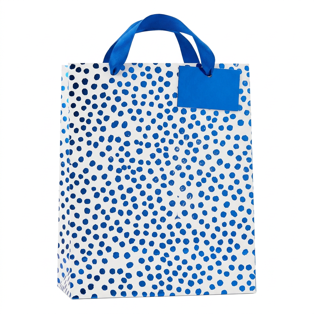 Blue & White Confetti Dot Gift Bag - Medium