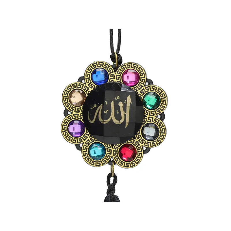 Allah & Muhammad Flower Car Hanger - Multi Colour