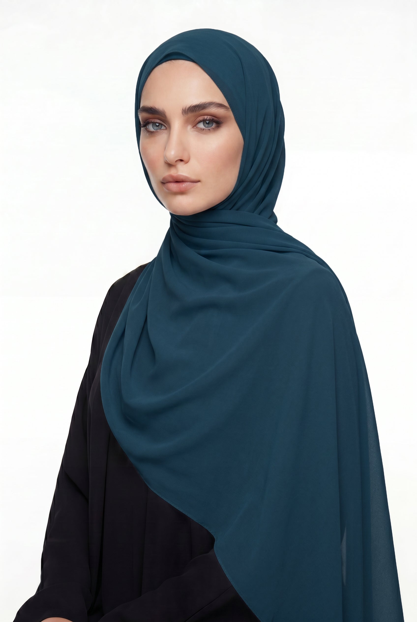 Dark Teal Chiffon Hijab Col 117
