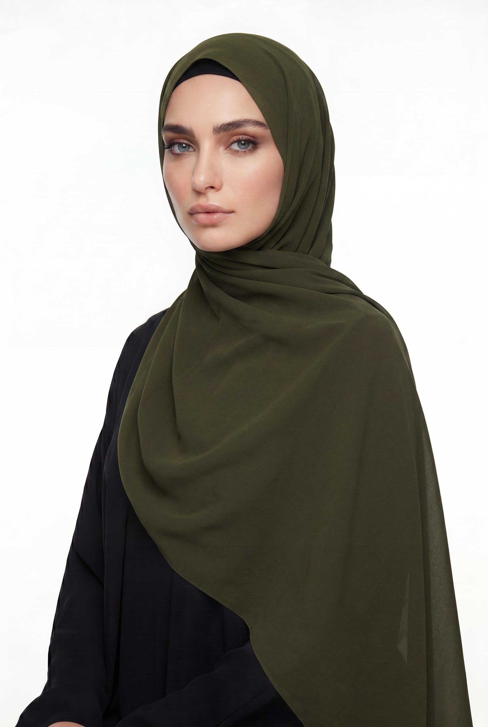Army Green Chiffon Hijab Col 41