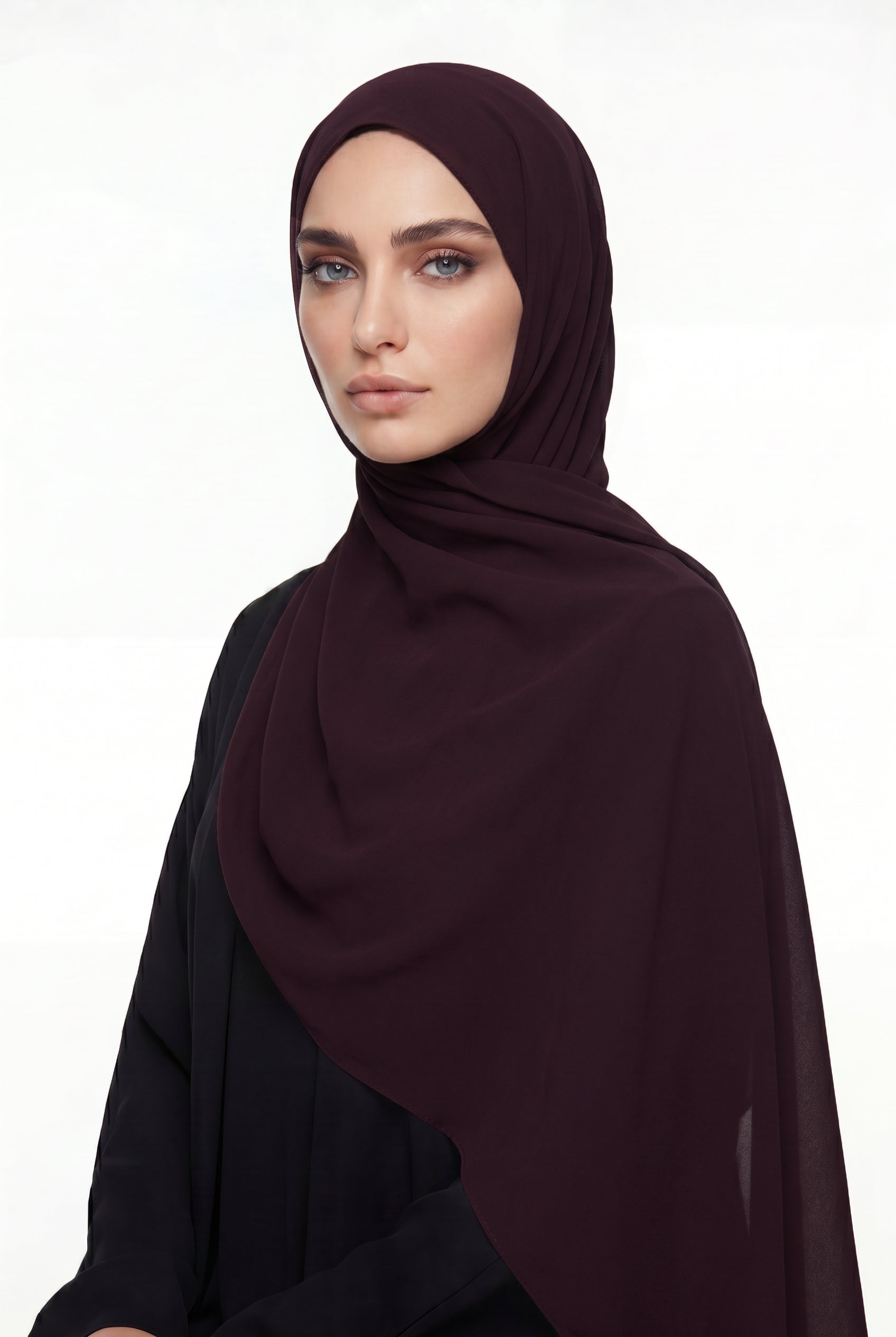 Dark Maroon Chiffon Hijab Col 49