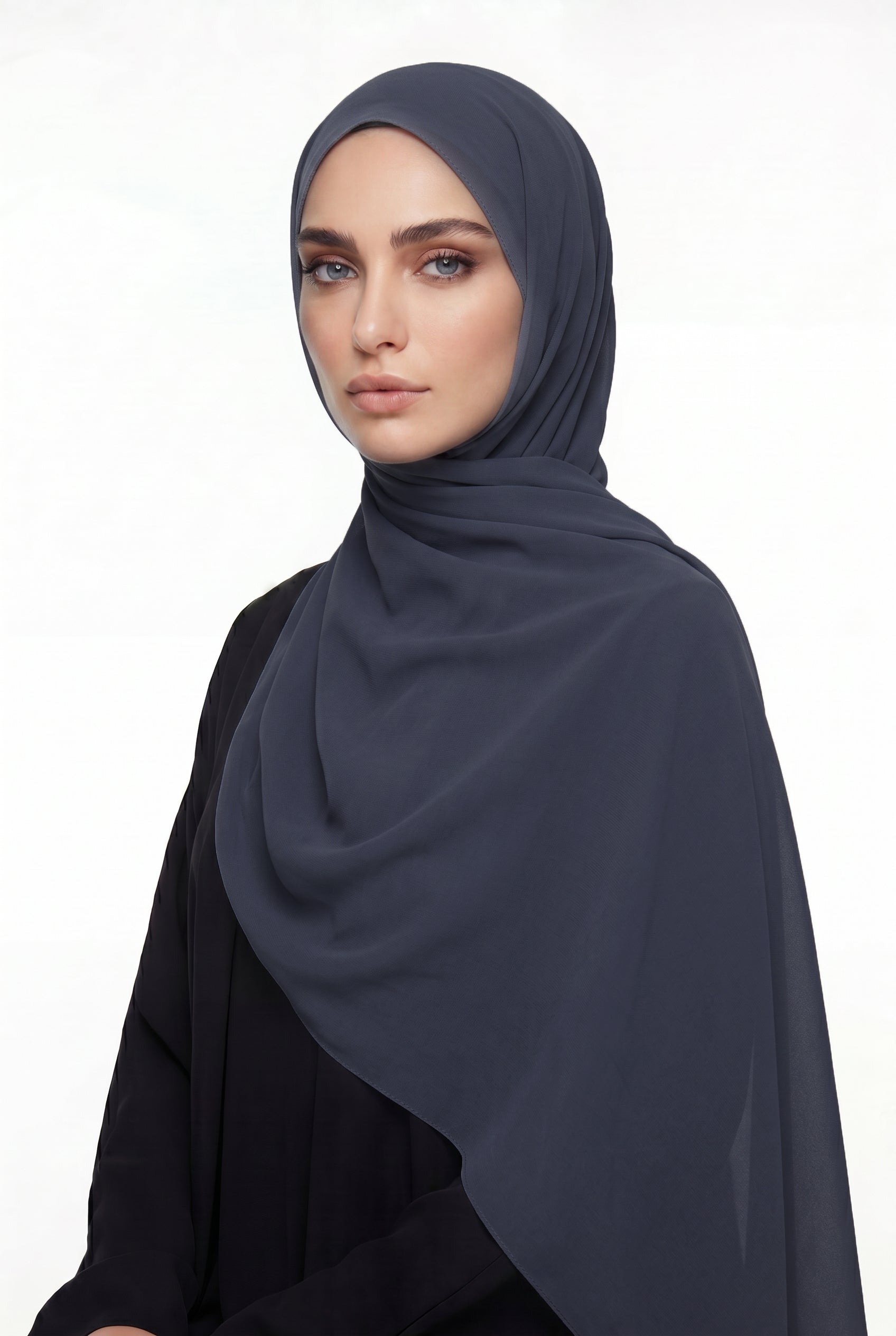Dark Grey Chiffon Hijab