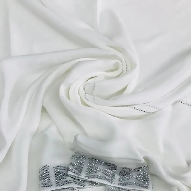 Chiffon crepe with Stone embellishments White