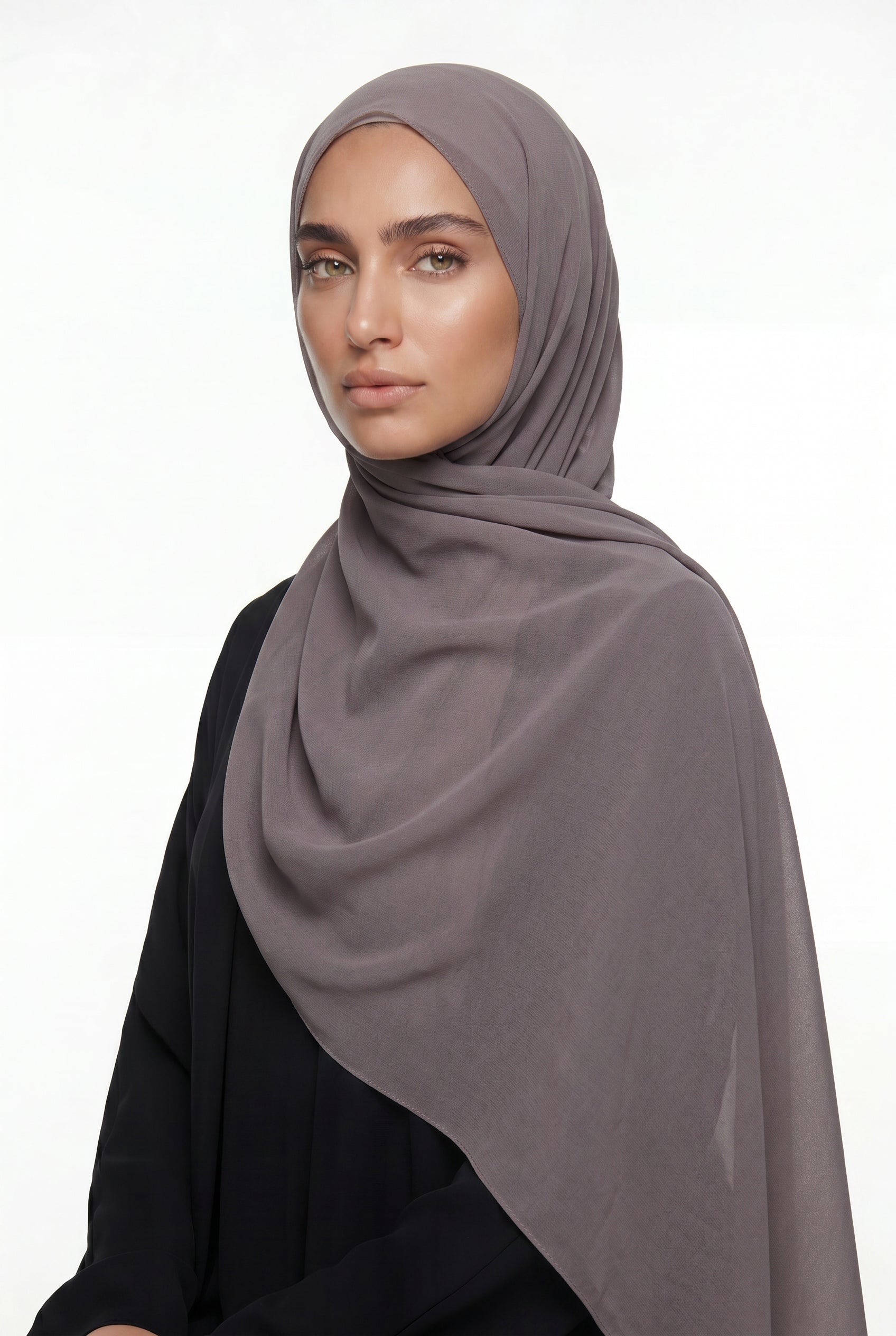 Fluid Stretch Chiffon Hijab Mink Grey Col 31