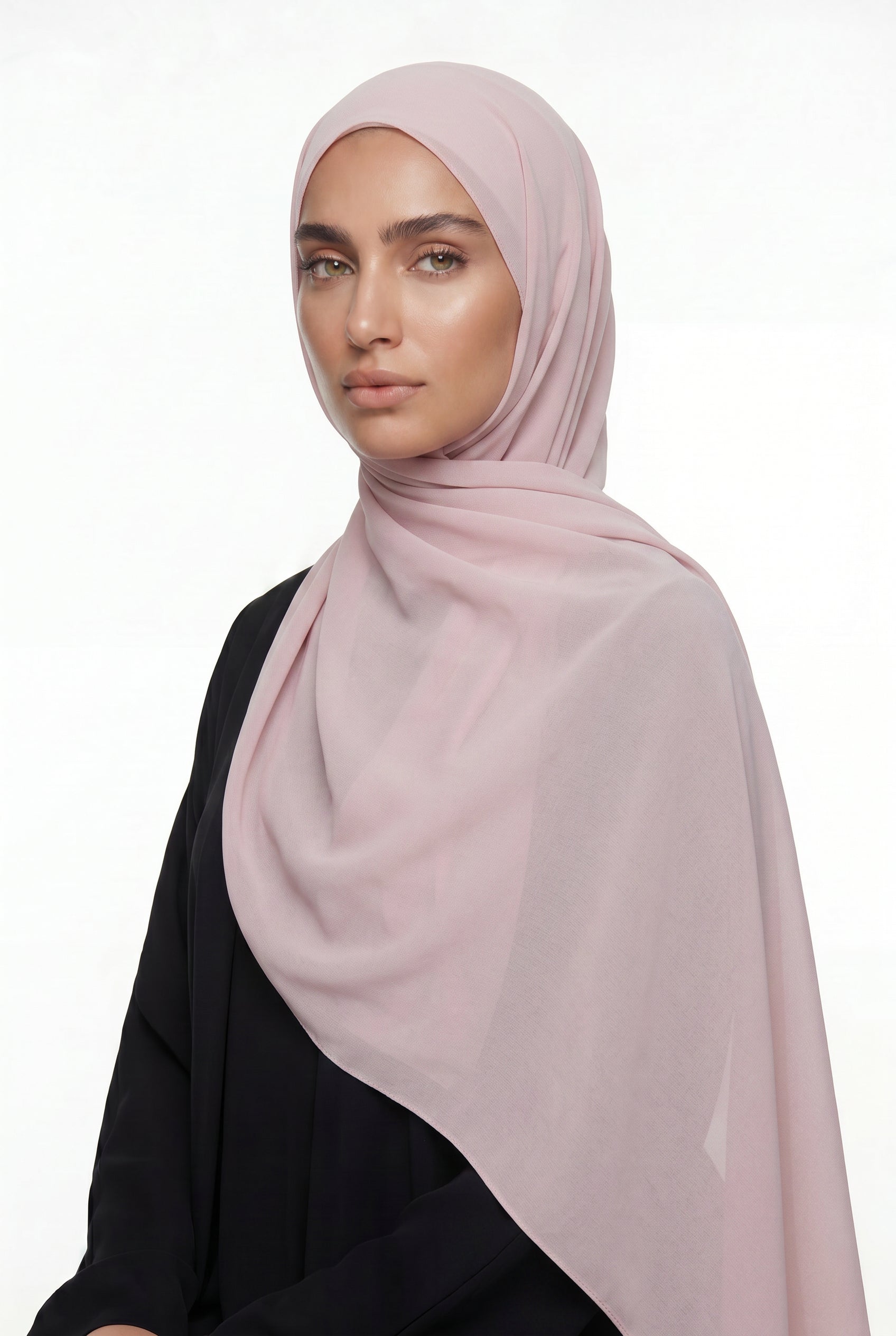 Fluid Stretch Chiffon Hijab Soft Blush Pink Col 37