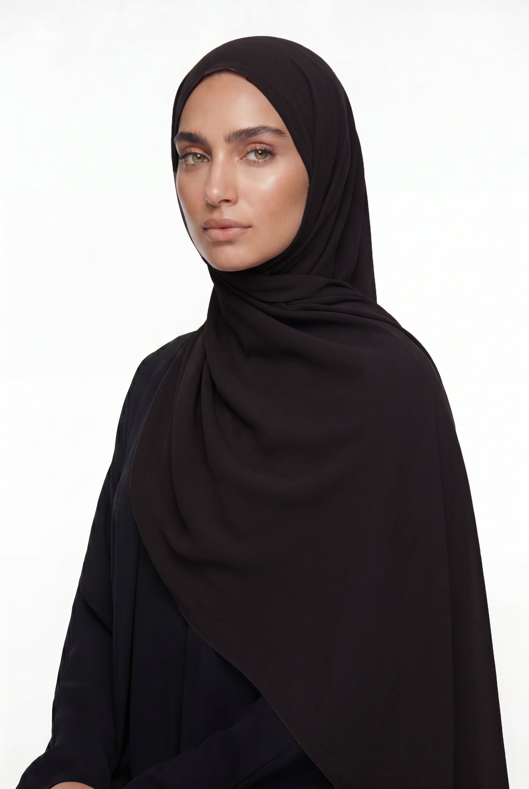 Fluid Stretch Chiffon Hijab Choclate Col 44