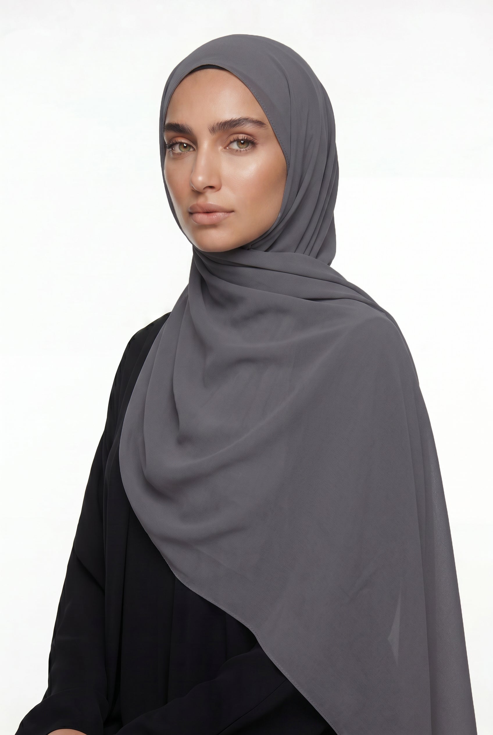 Fluid Stretch Chiffon Hijab Slate Grey Col 55
