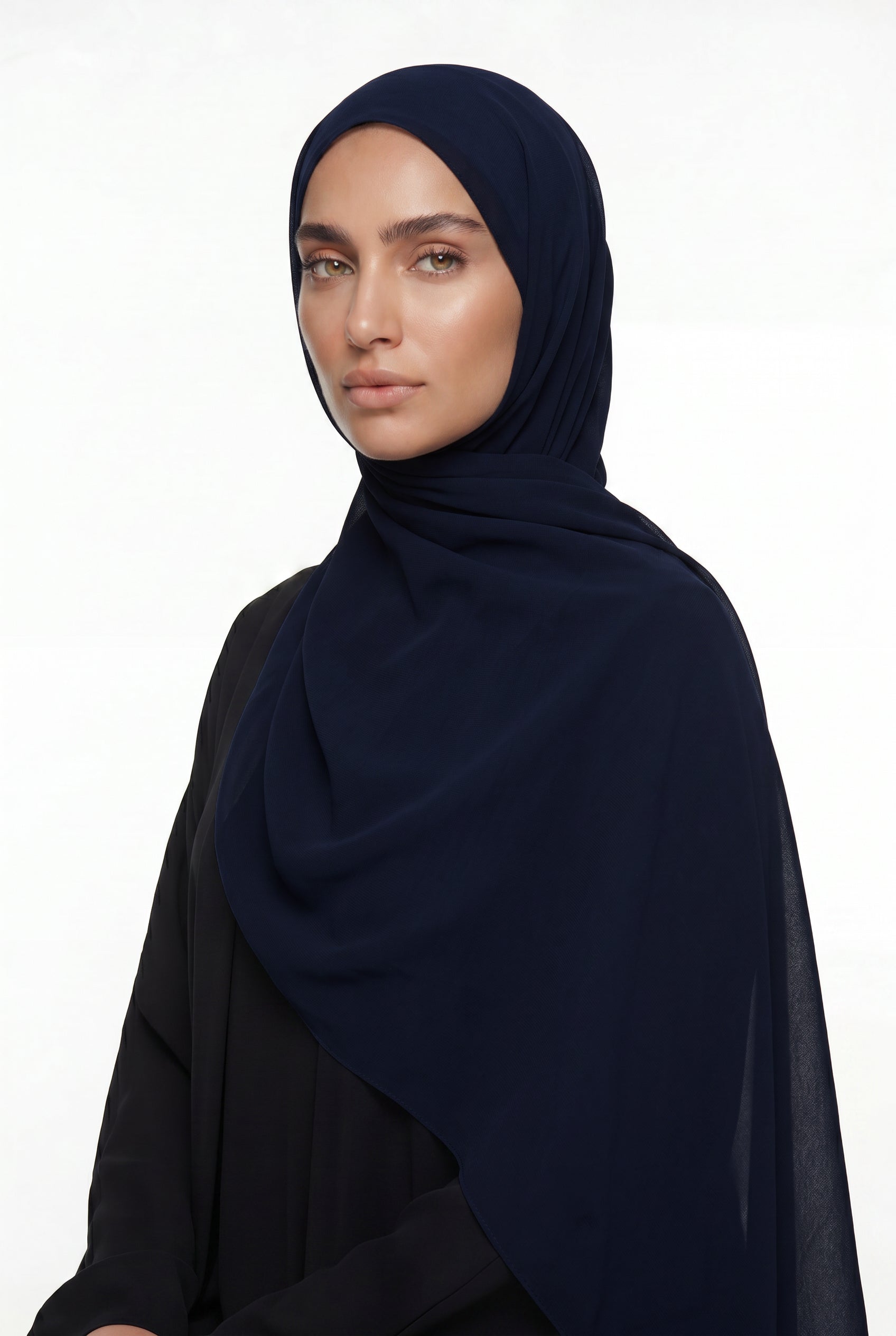 Fluid Stretch Chiffon Hijab Midnight Navy Col 76